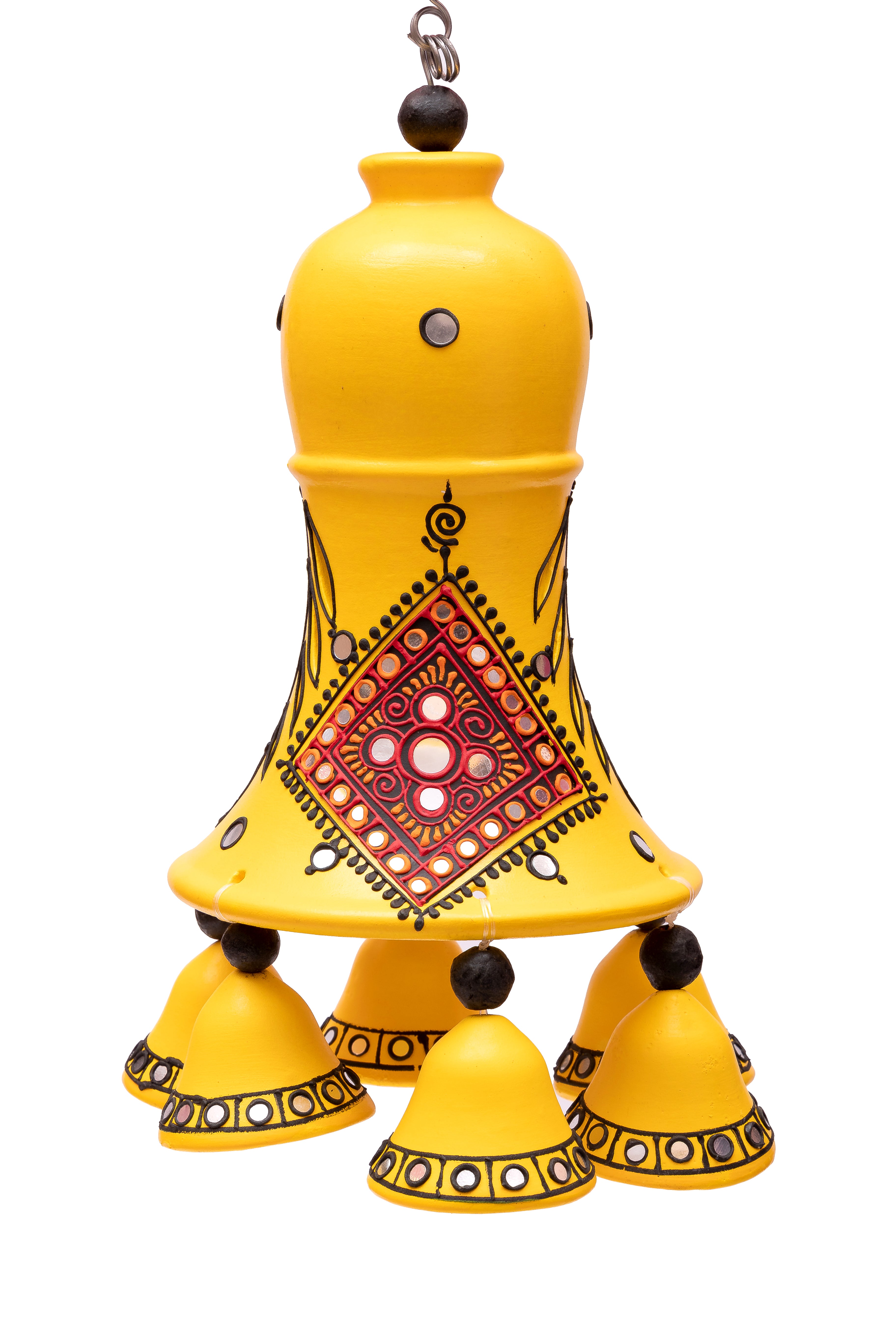 Terracotta Hanging Yellow  Bell - 24 inch