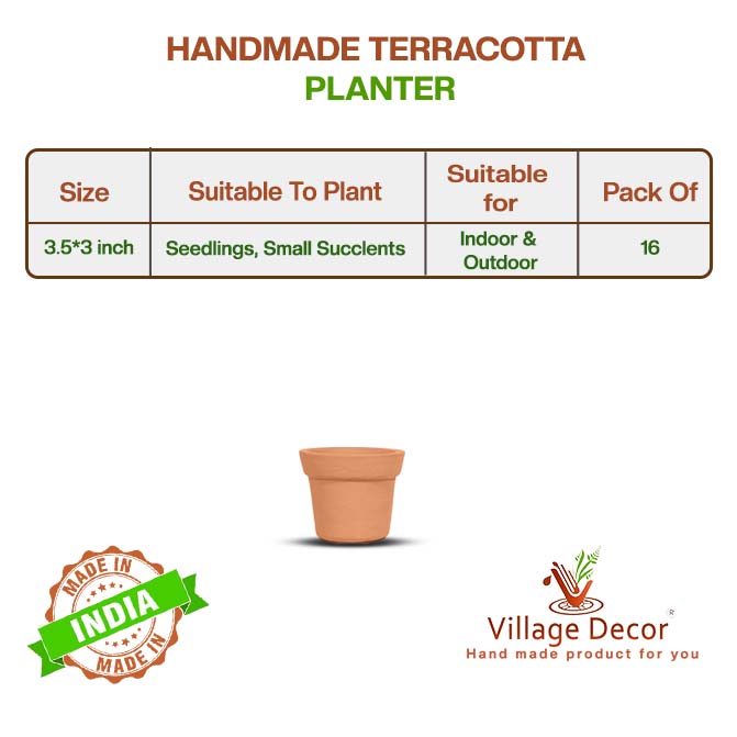 Terracotta Succulent Pot - 3 inch (Pack of 16)