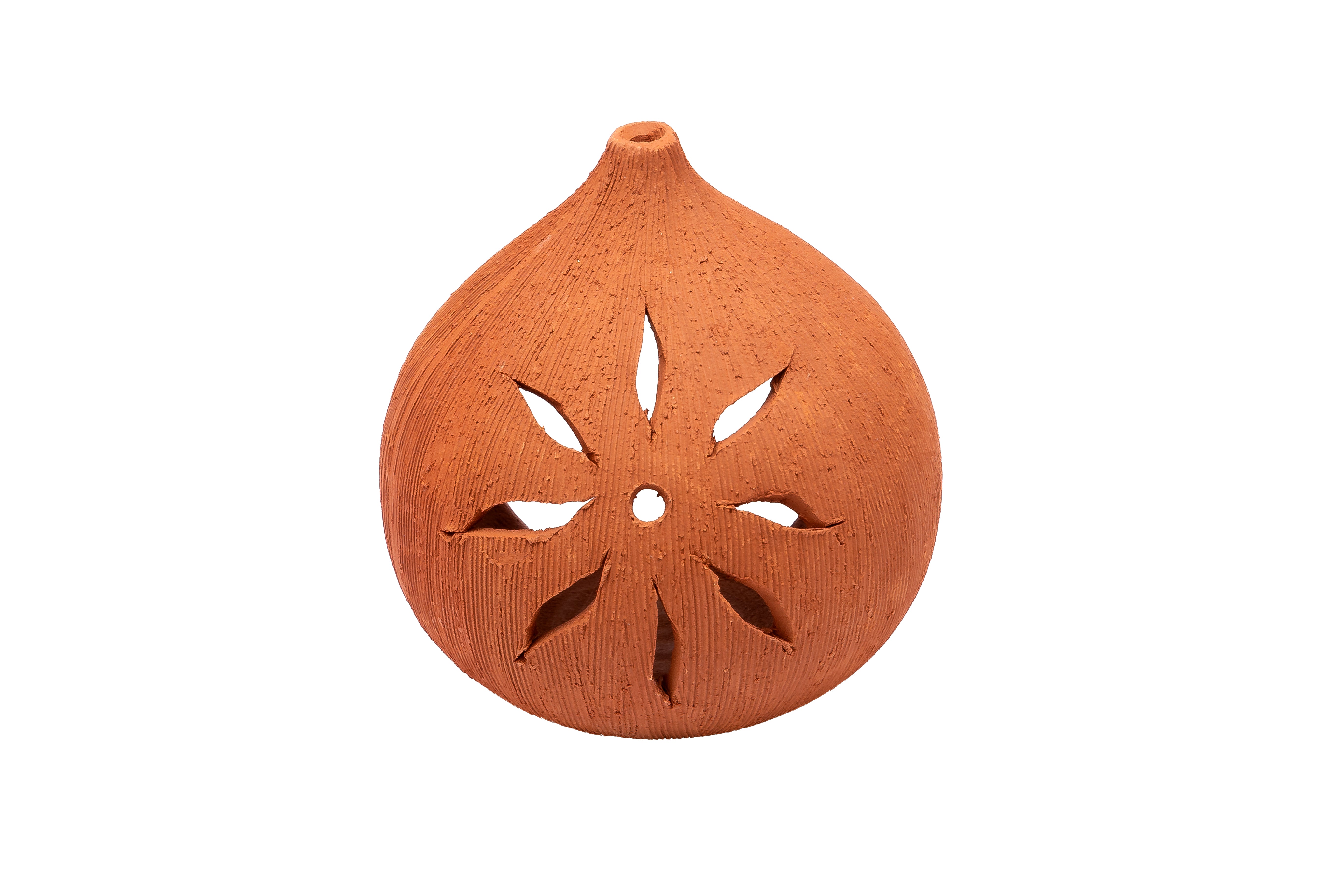 Terracotta Coconut Shape lamp Holder with lamp, Height - 5 inch