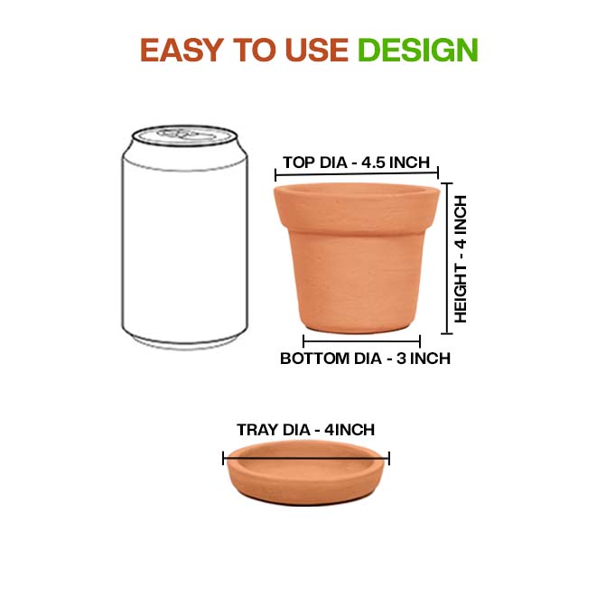 Terracotta Flower Pot with Bottom Tray 4 inch