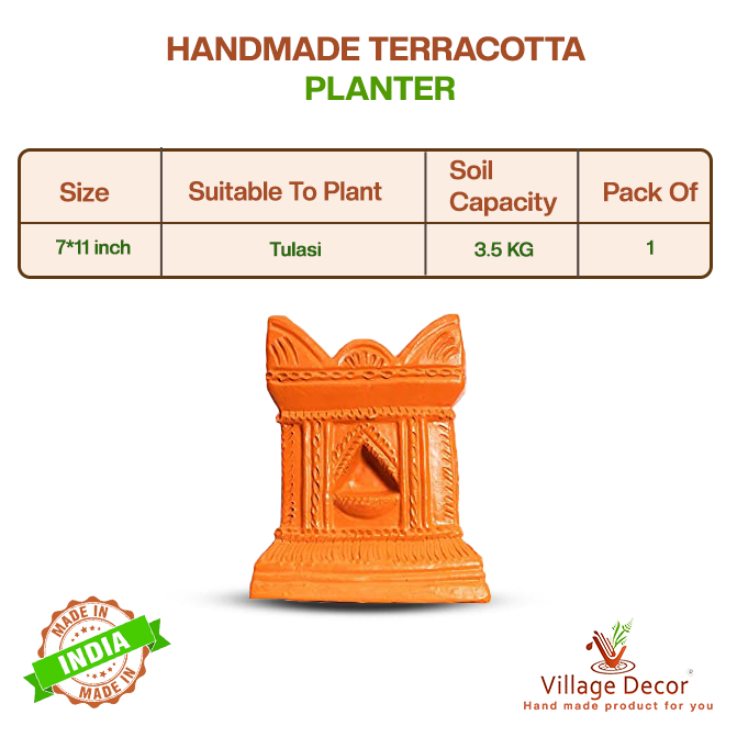 Terracotta Gardening Brindavan Tulsi Pot (B*H - 7*10 inch)