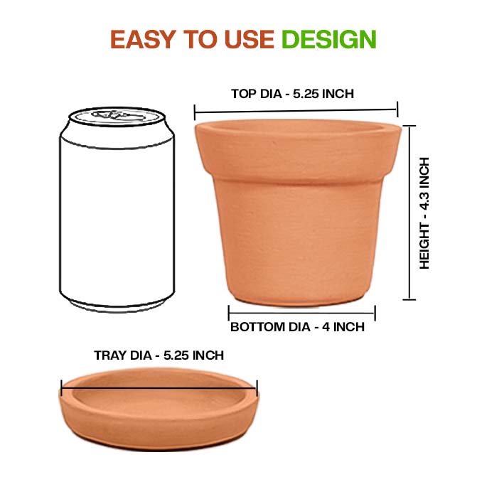 Terracotta Flower Pot with Tray (5 inch 1 Qty)