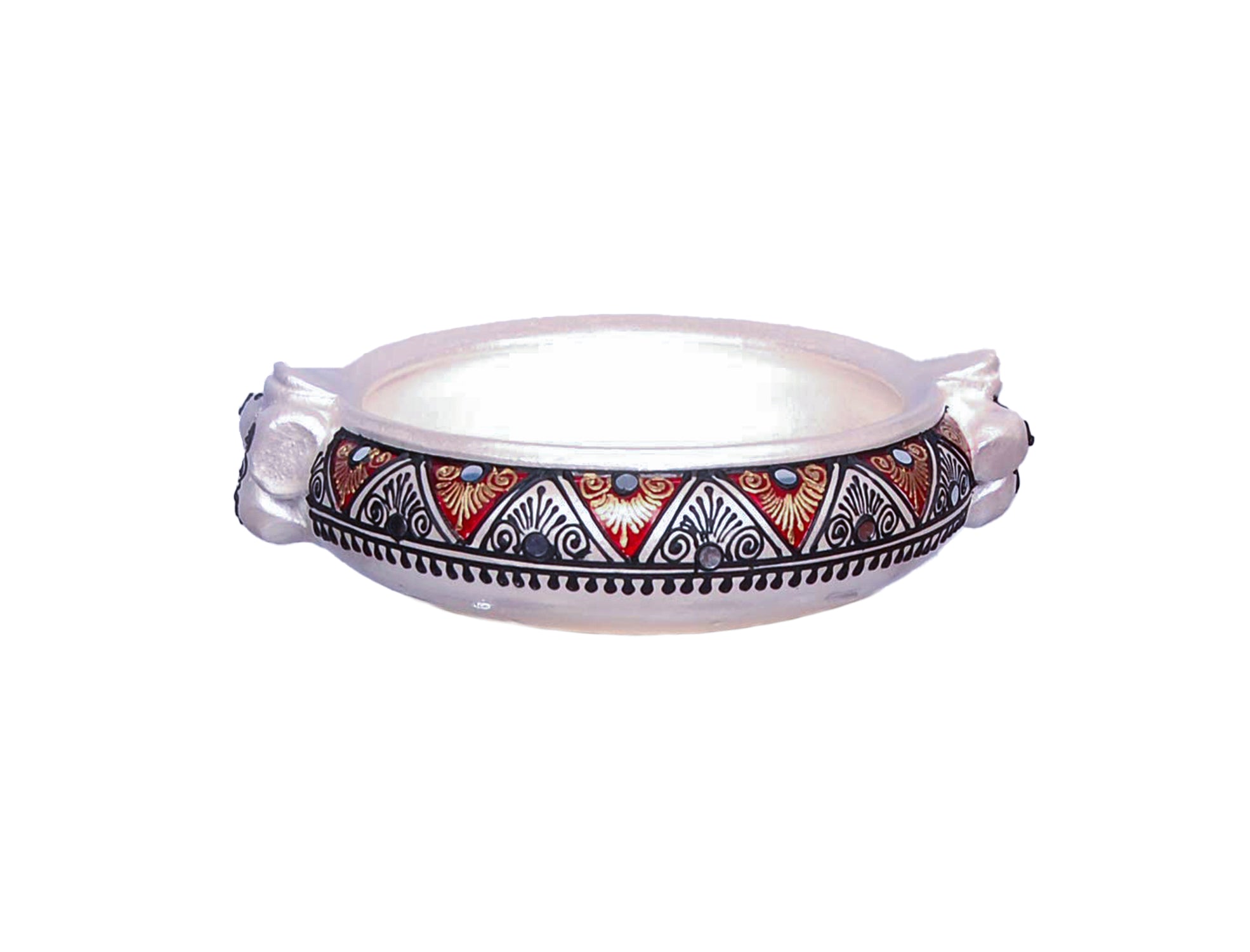 Terracotta Decorative Flower urli with stand White - 6inch