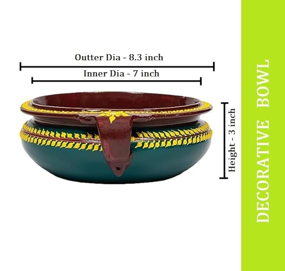 Hand Painted  Terracotta urli/Decorative Bowl (Green)