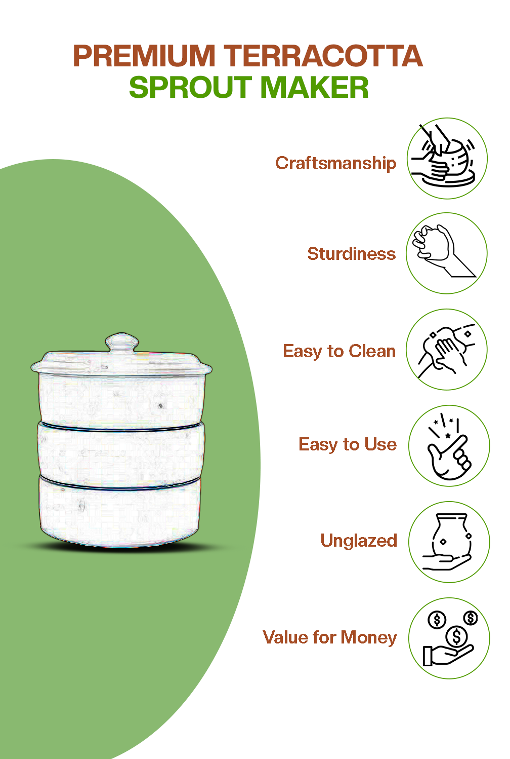 Earthen Clay Sprout Maker Box (3 container)