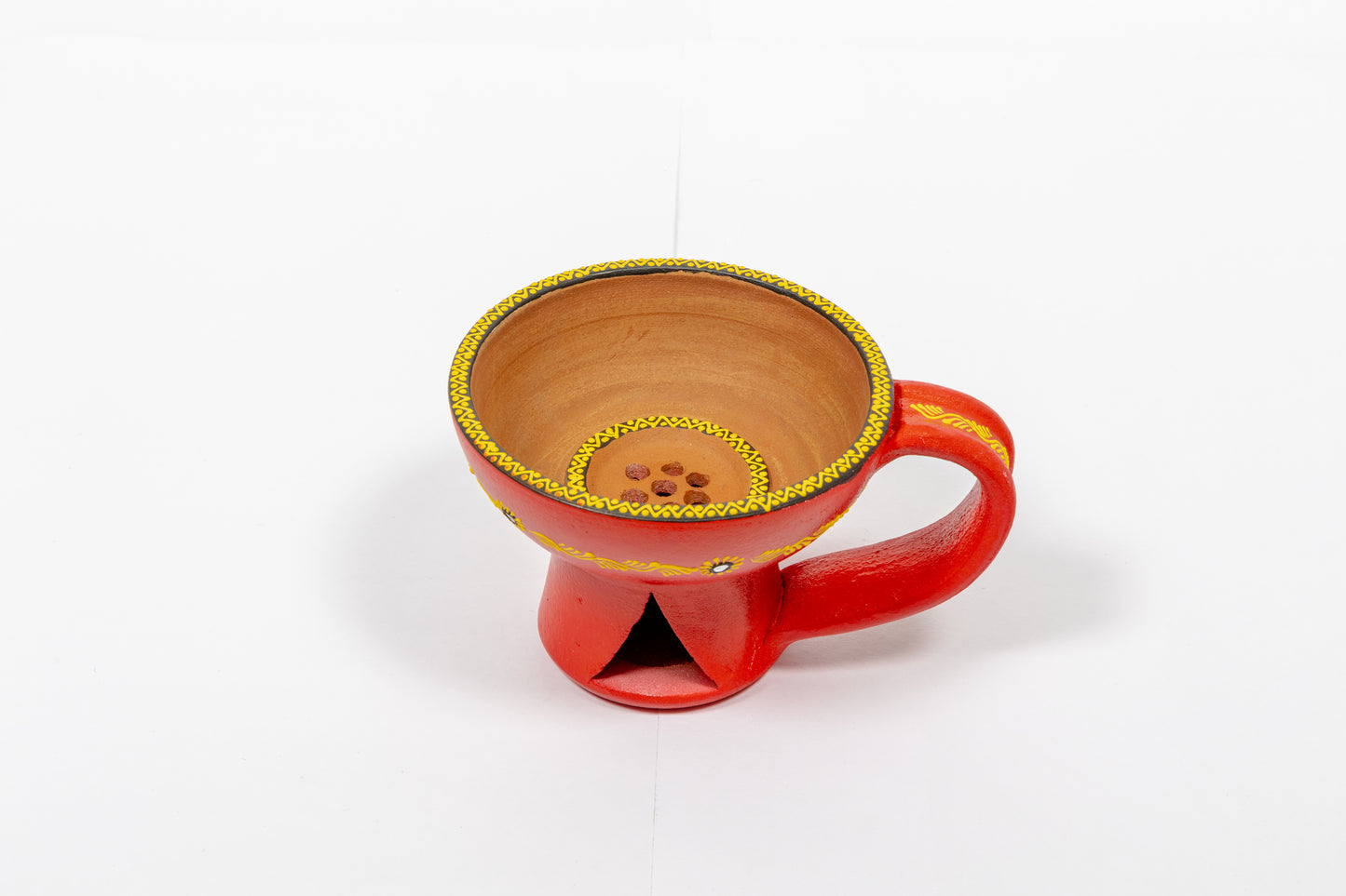 Hand Painted Terracota Incense Holder Red Color