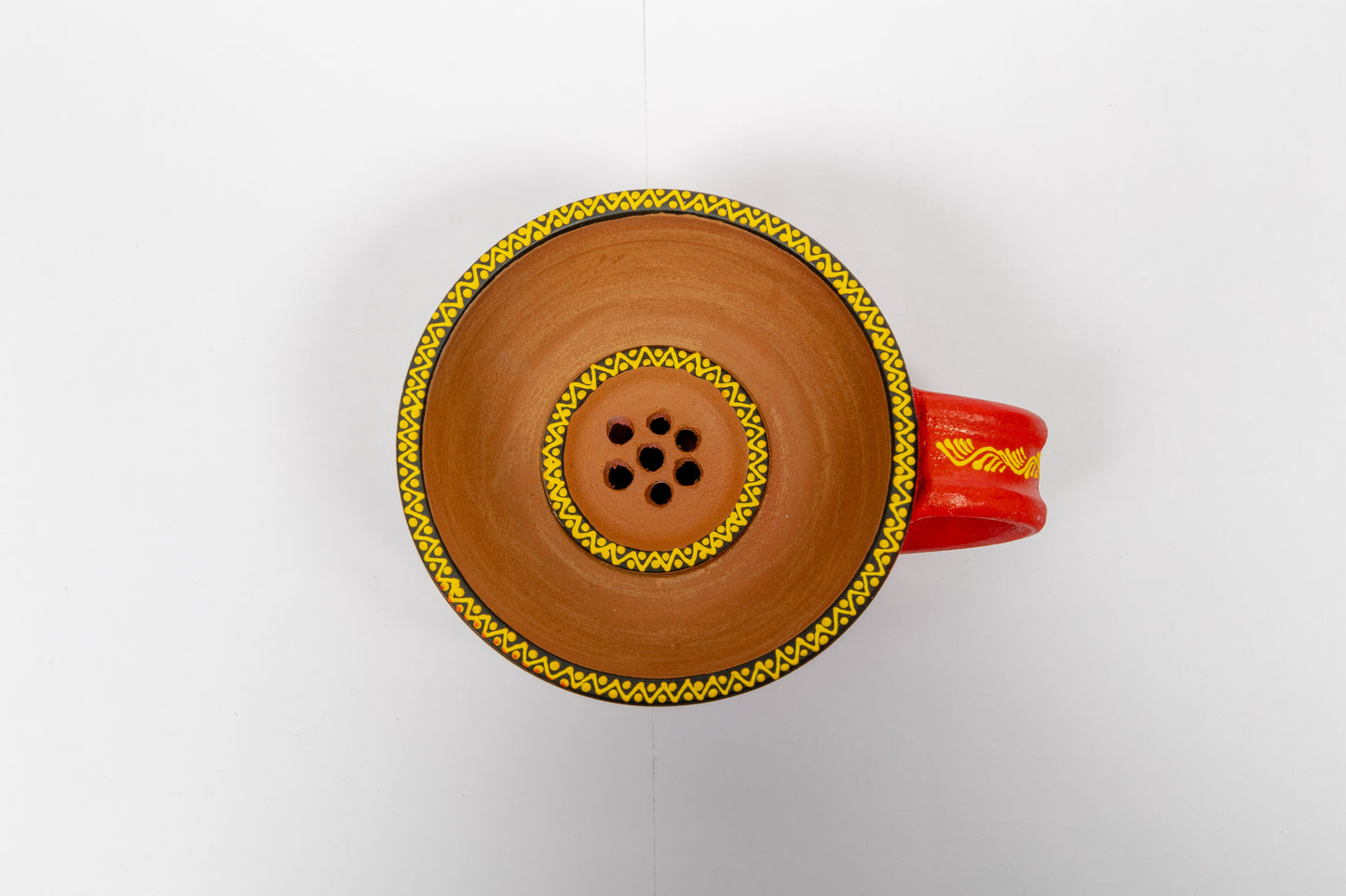 Hand Painted Terracota Incense Holder Red Color