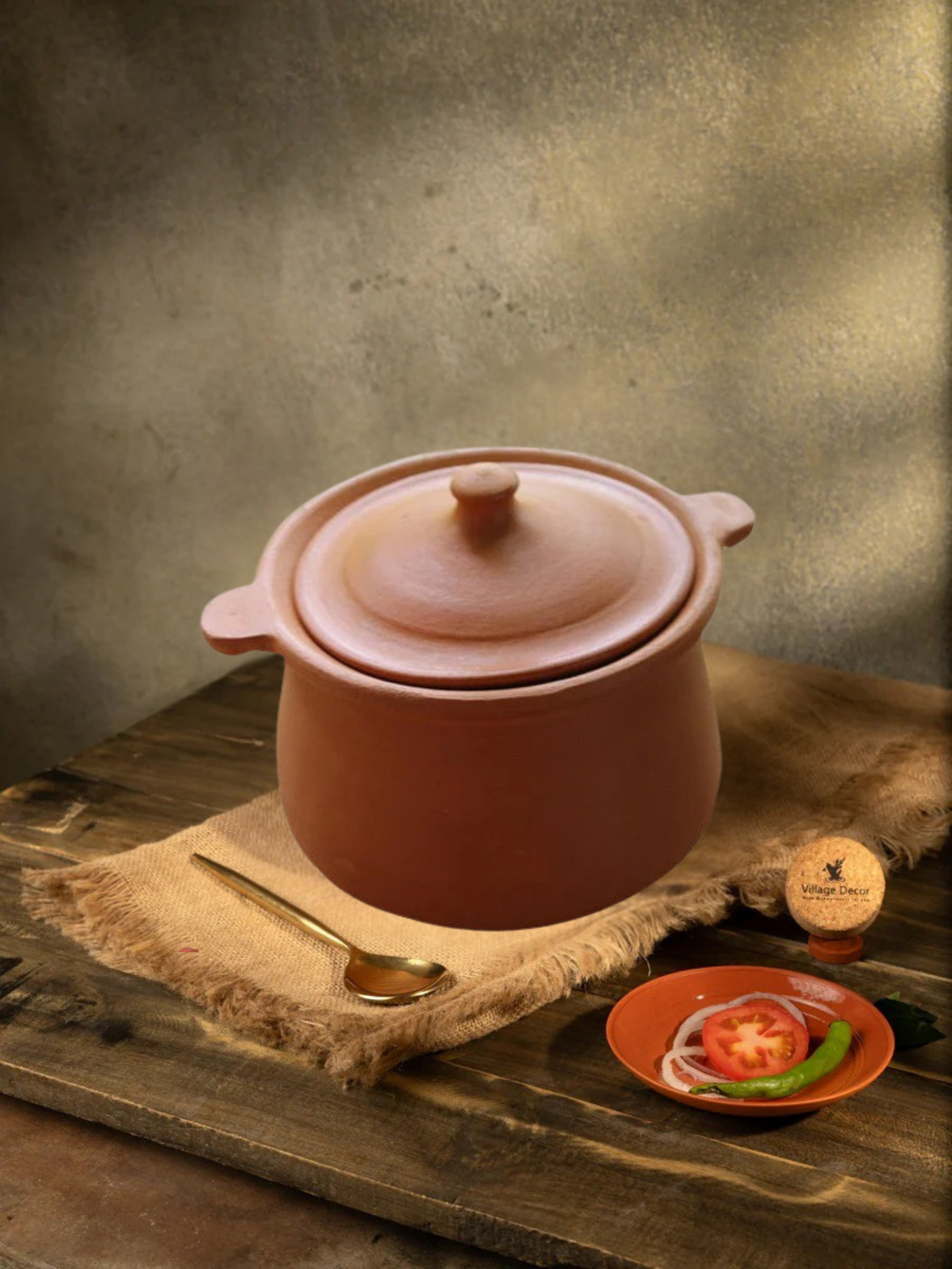 Earthen Clay Cooking Pot | Porridge Pot - 2000 Ml, 100% Toxin Free, Unglazed Natural Cookware