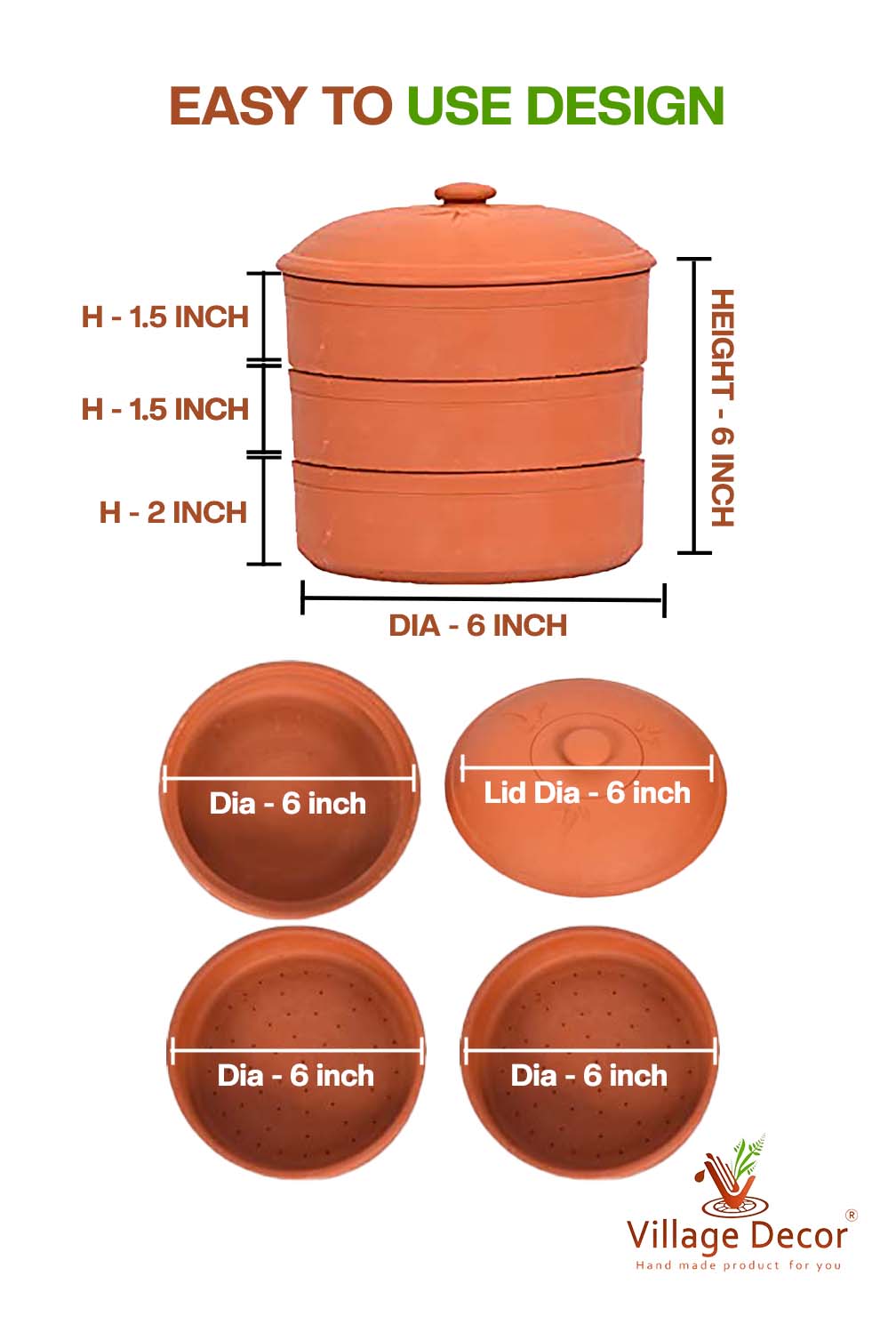 Terracotta Sprout Maker Box (3 container with lid)