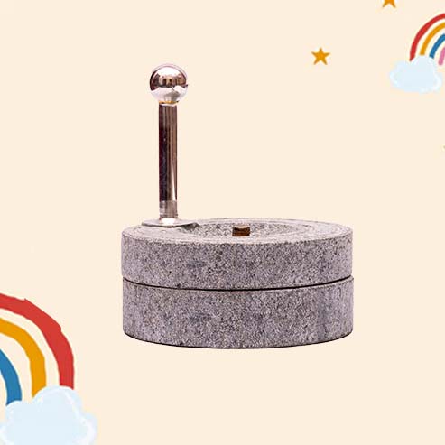 Black Stone carved Stone Mill / Grinder (Dia - 5.5 inch)