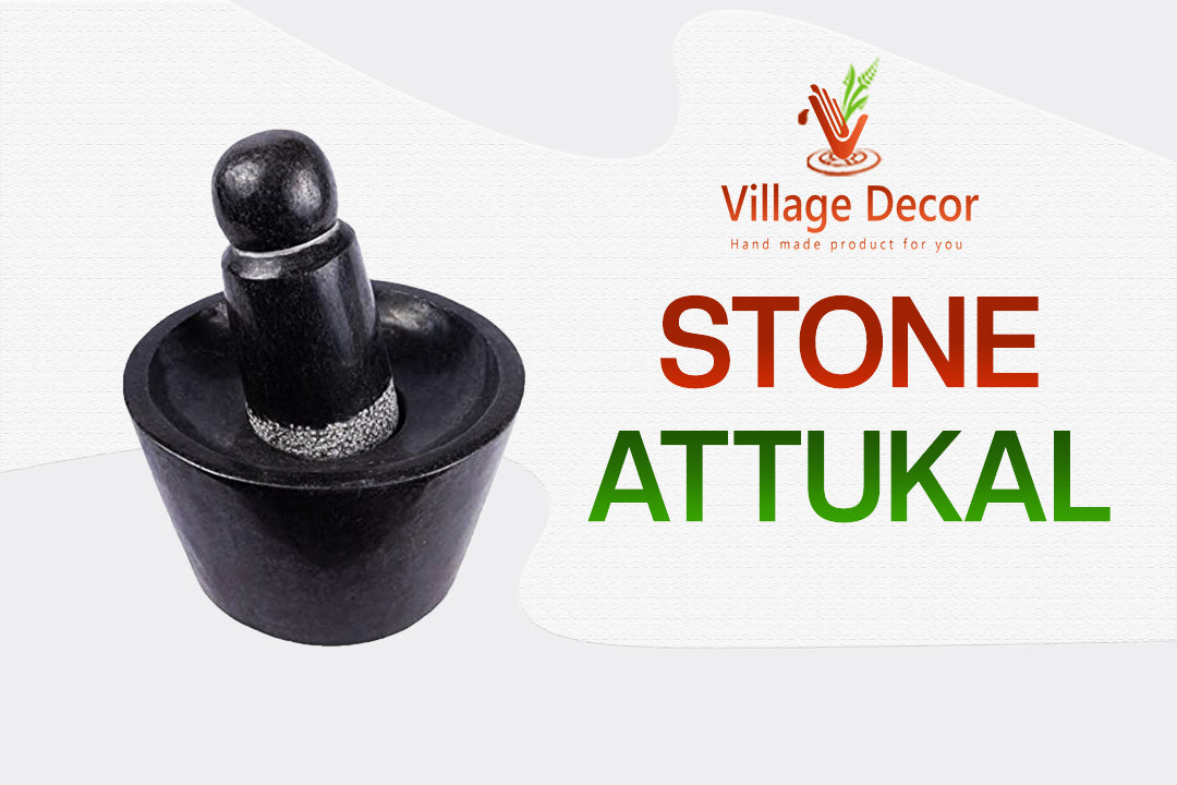 Black Stone Polished Attukal / mortar & pestle (B * H - 10 * 6 inch)