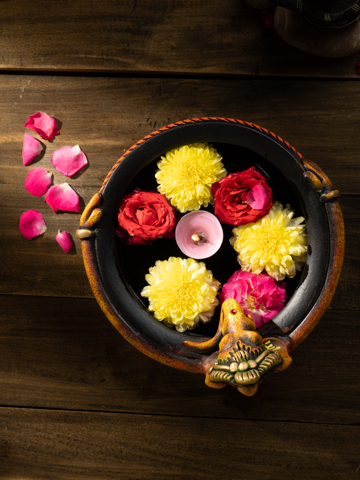 Terracotta Decorative Bowl / Ganesha Urli  -7.5 inch