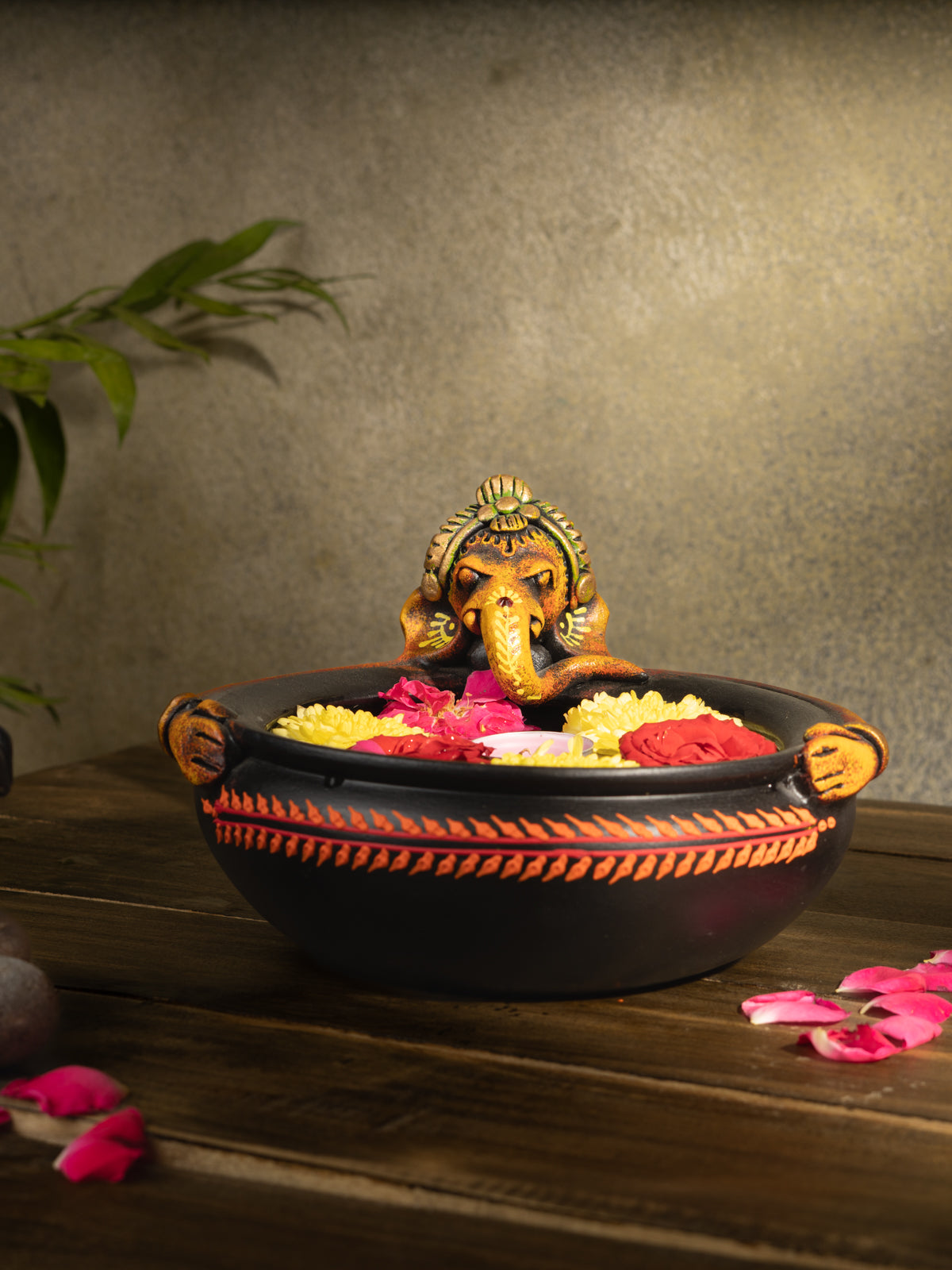 Terracotta Decorative Bowl / Ganesha Urli  -7.5 inch