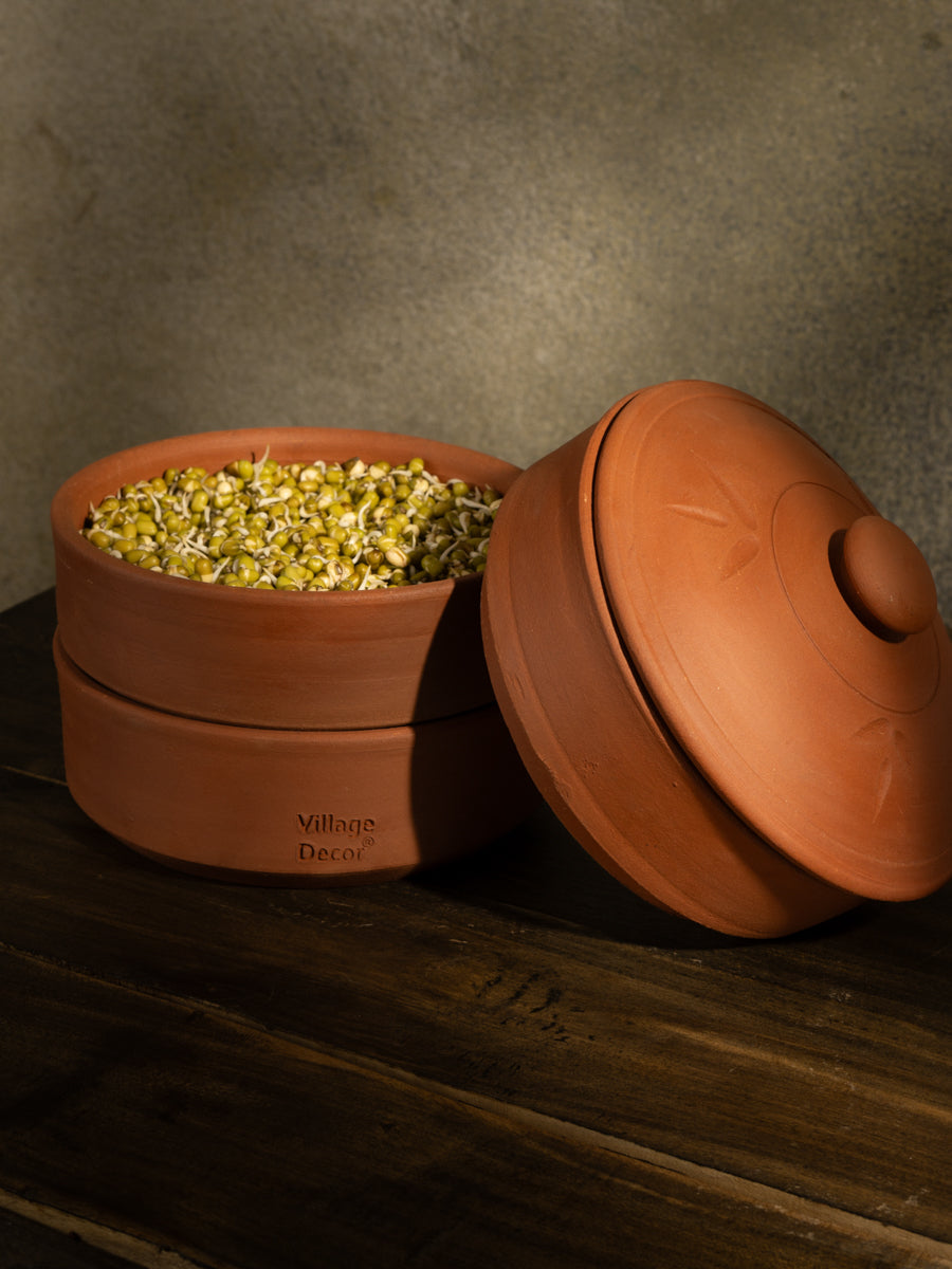Terracotta Sprout Maker Box (3 container with lid)