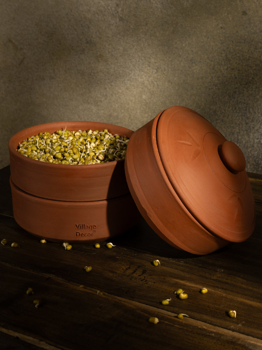 Terracotta Sprout Maker Box (3 container with lid)