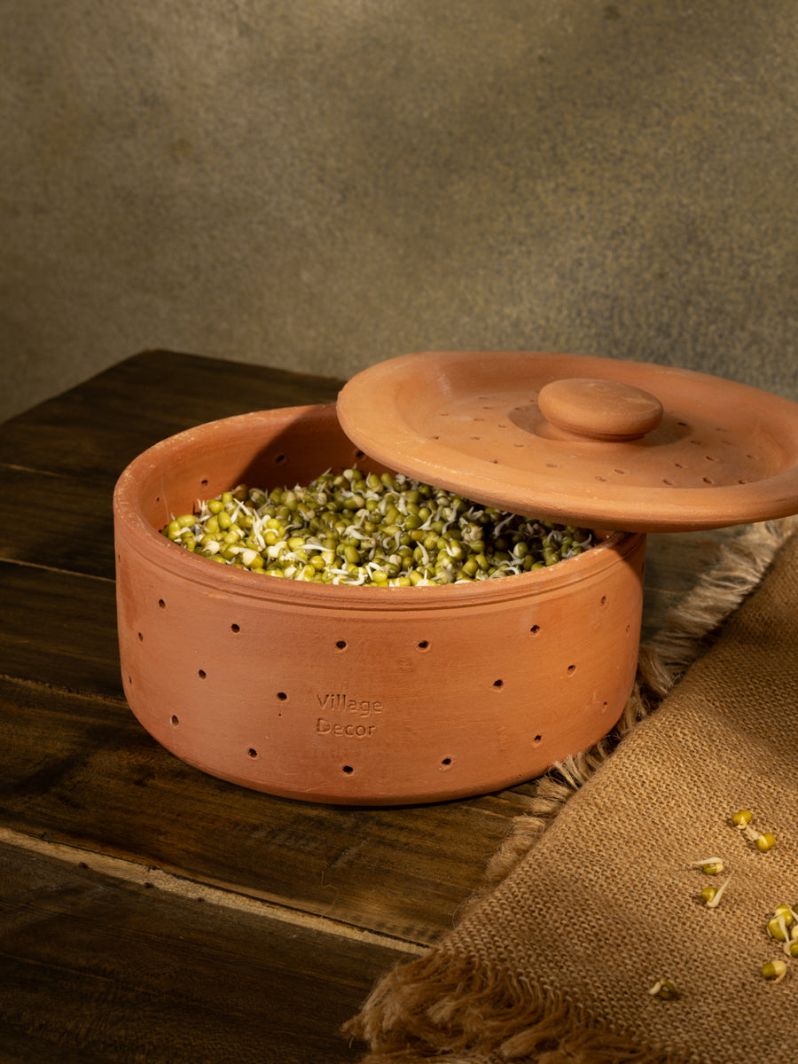 Terracotta Sprout Maker Box -500 Grams (1 container with clay lid)
