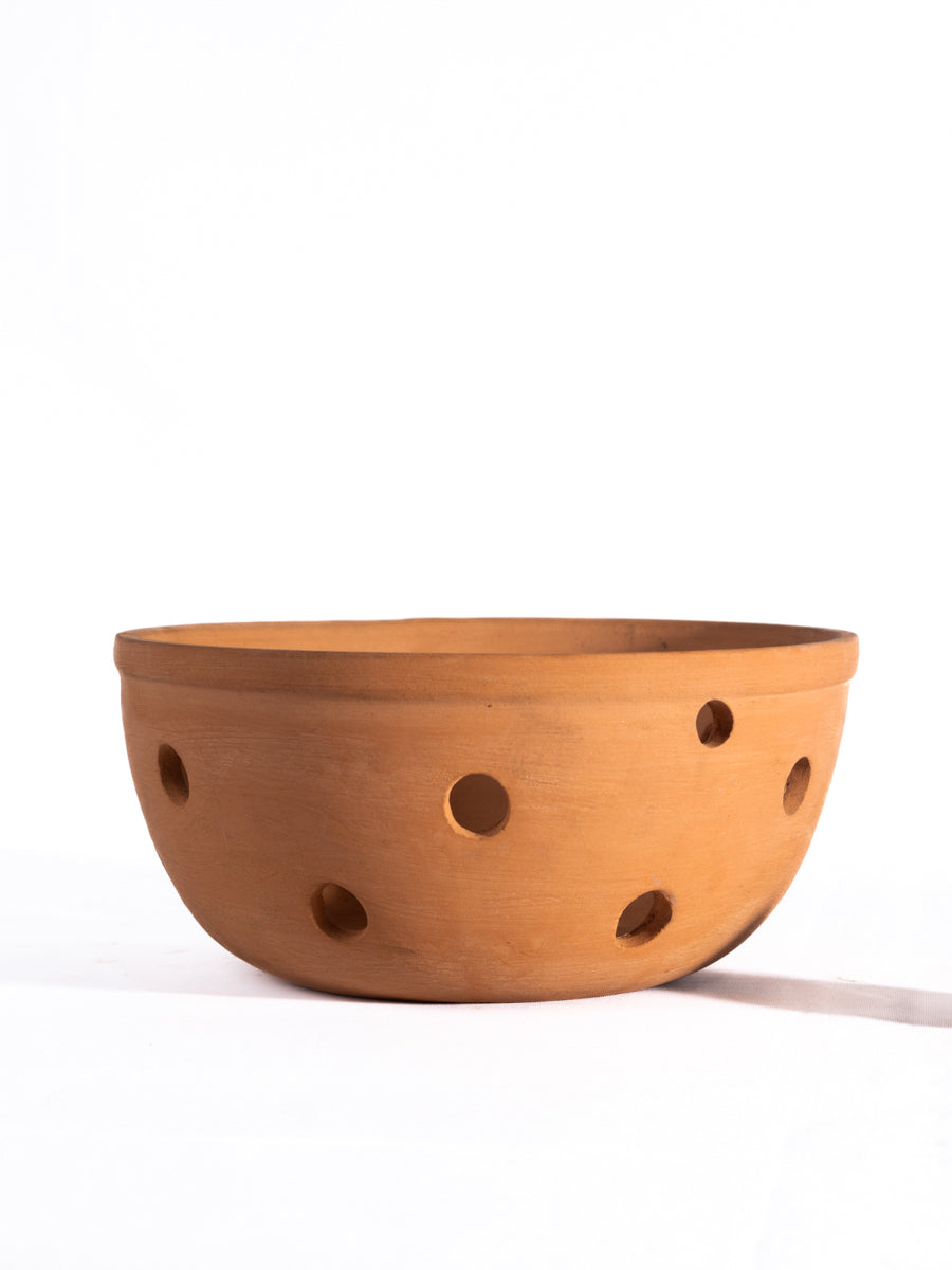 Village Decor Terracotta Hanging Bowl Shape Orchid Planter wit Rope (Dia - 8.8 inch)