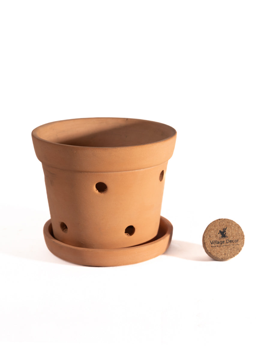 Terracotta Orchid Pot 6 inch 1 Qty