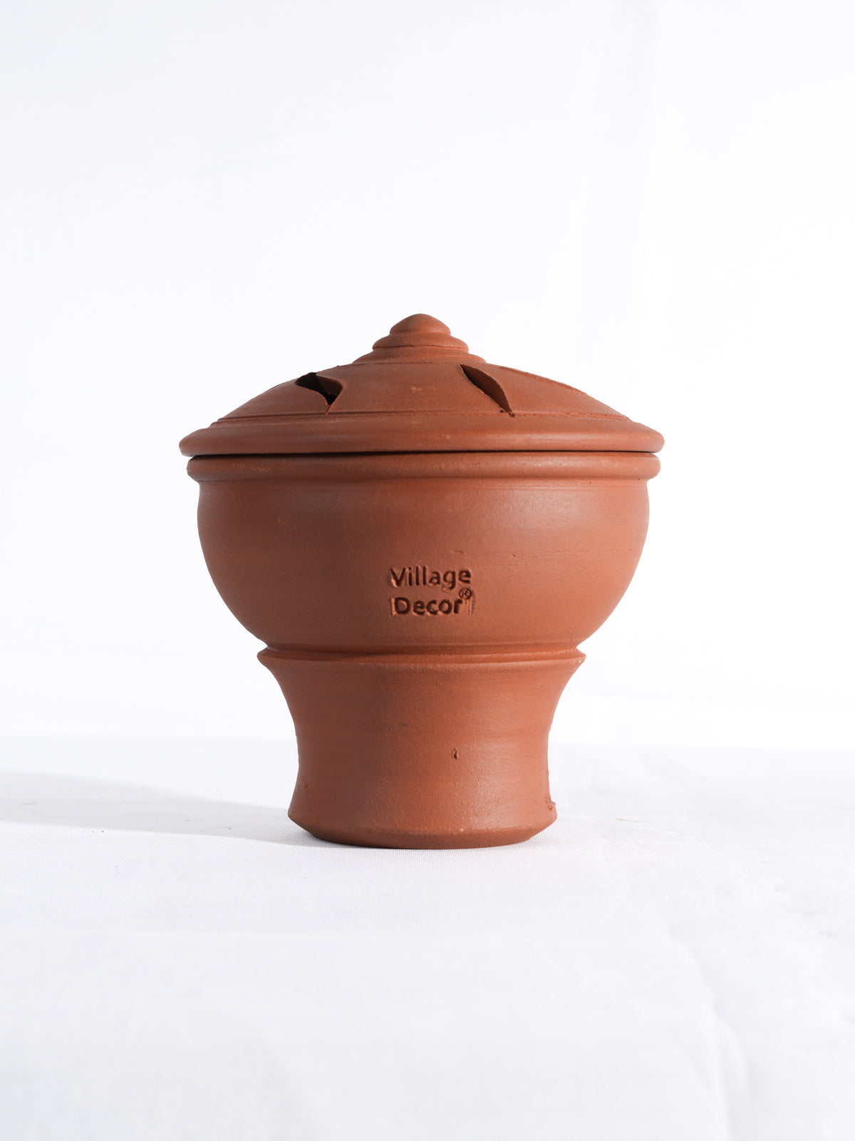 Earthen Clay Sambrani Holder with lid Incense Holder - Pack 1