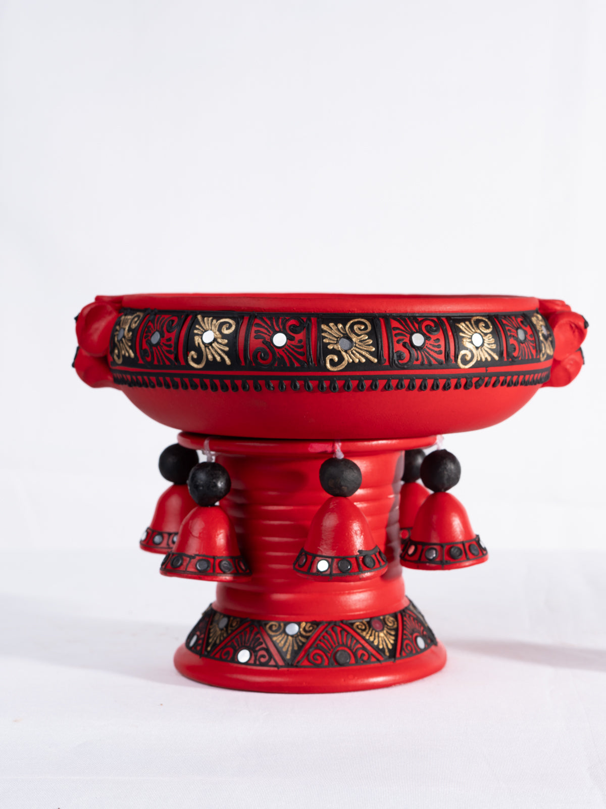 Terracotta Decorative Flower urli with stand Red - 6inch