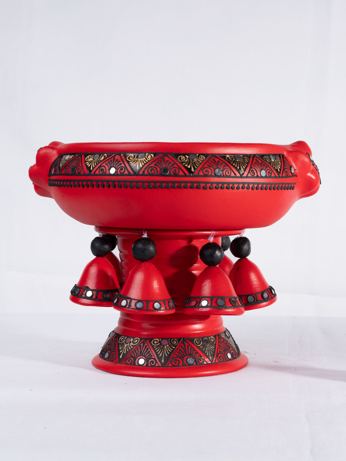 Terracotta Decorative Flower urli with stand Red - 8.5inch