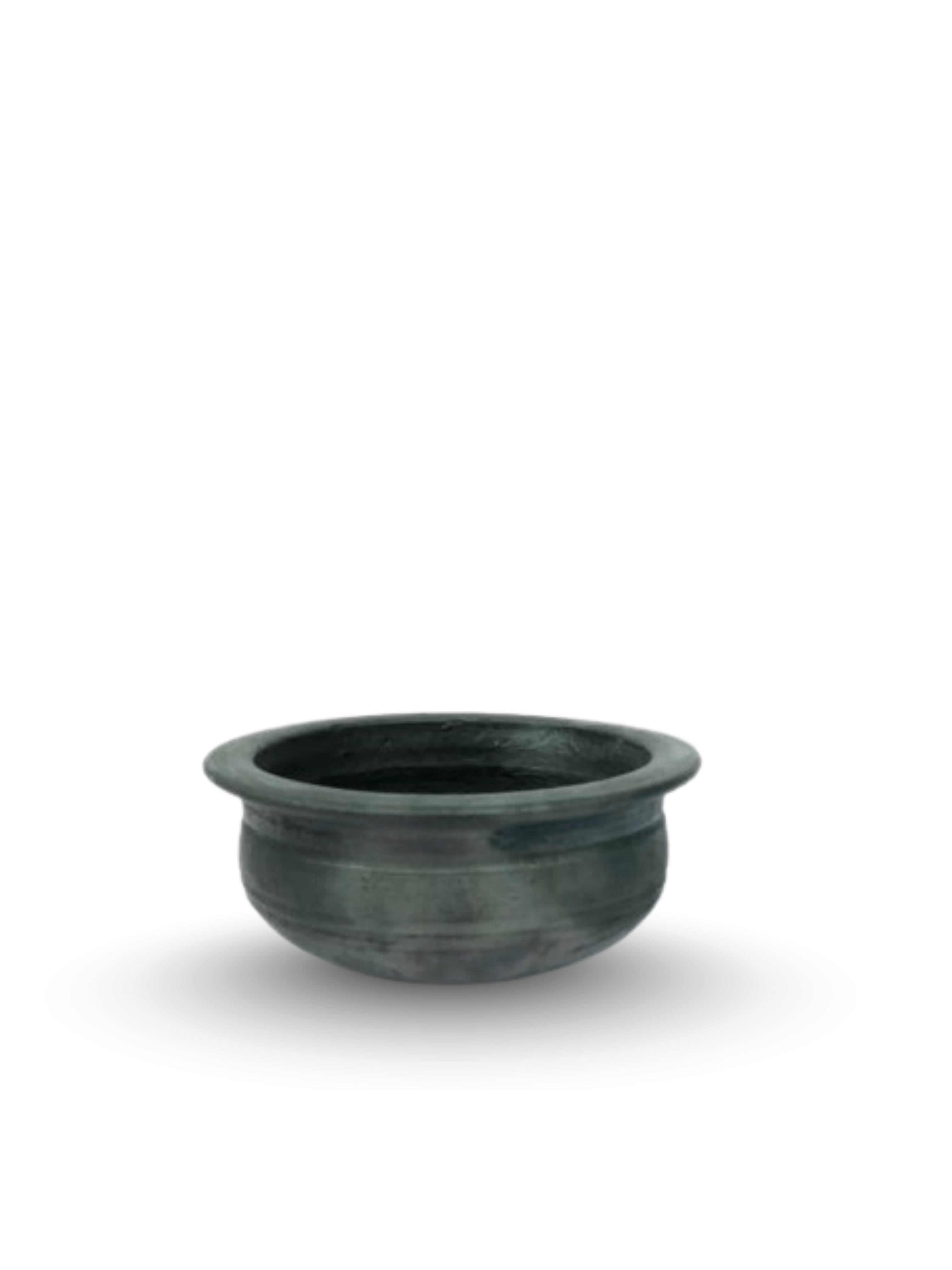 Handmade black earthen clay cooking pot for traditional Indian recipes, gas stove safe and eco-friendly.
