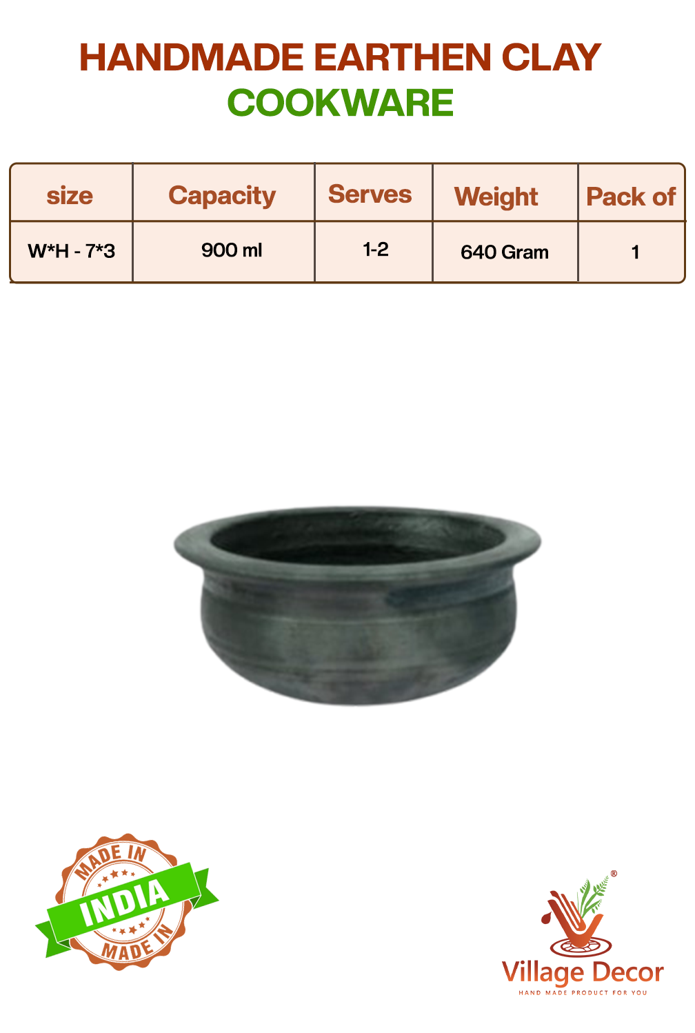 Non-toxic earthen black clay cookware for healthy cooking – handcrafted and eco-friendly.
