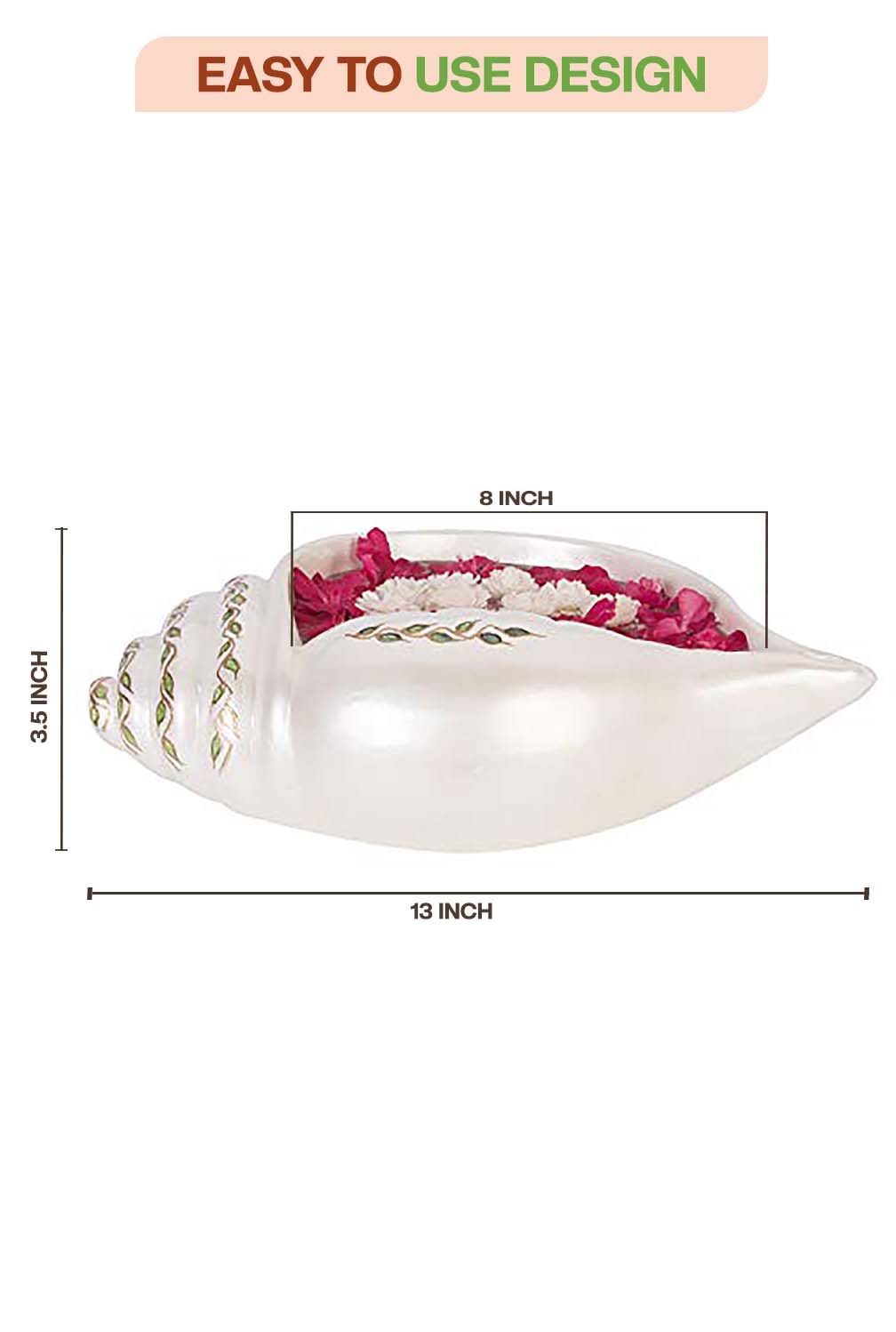 Terracotta Decorative Sangu Urli Bowl - Pearl White