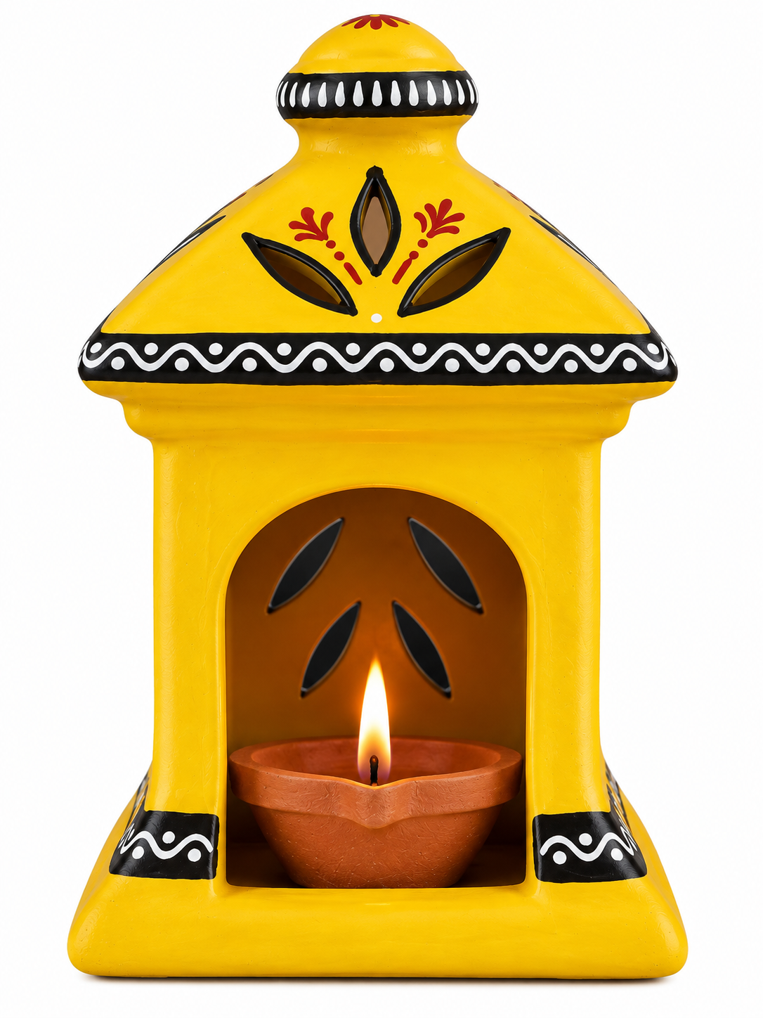 Terracotta Diya for Puja and Festivals  | Handmade Terracotta Oil Lamp - Yellow Color