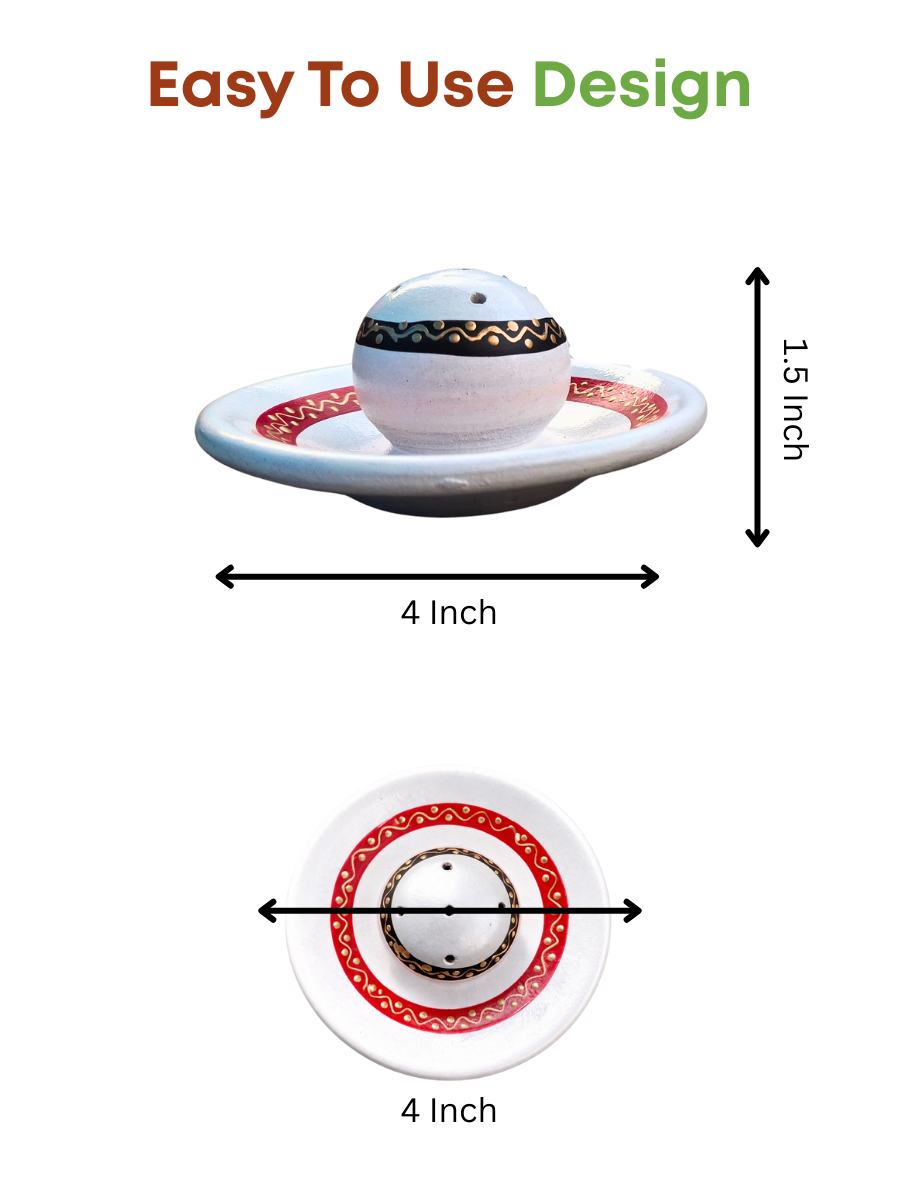 Measurement view of a agarbatti stand with dimensions labeled on a white background.
