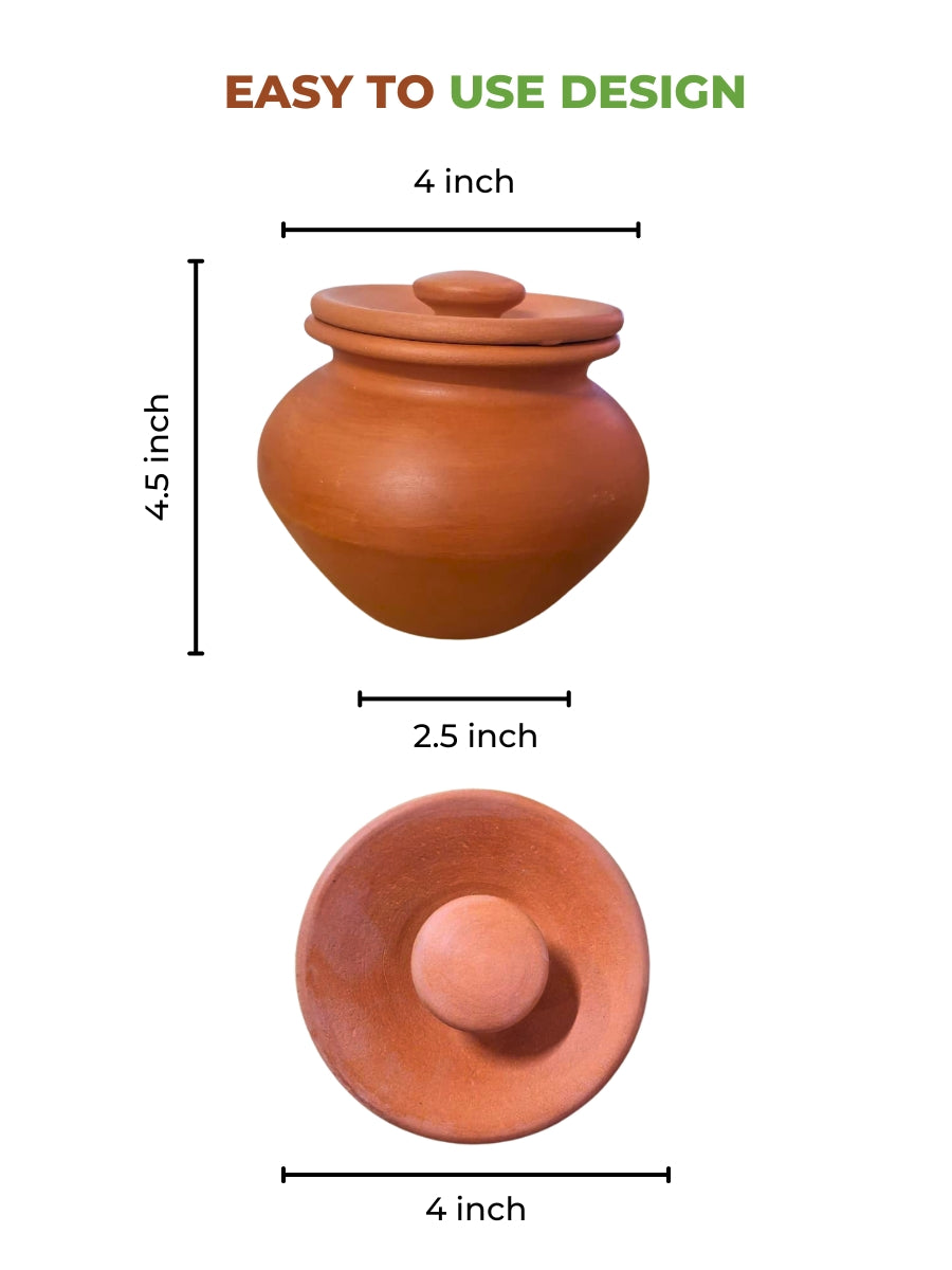 Traditional curd pot dimensions showing height diameter and capacity