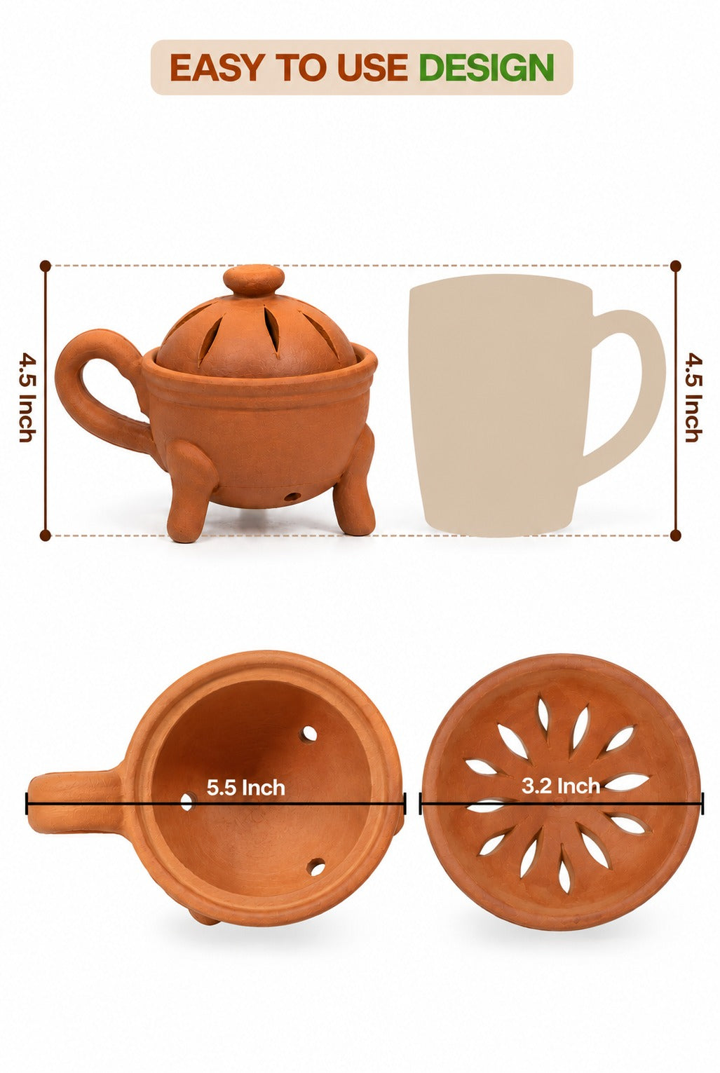 Terracotta Incense Holder | Sambrani Holder | Essential Puja Item for Home | Handcrafted Dhoop Dani - Pack of 1
