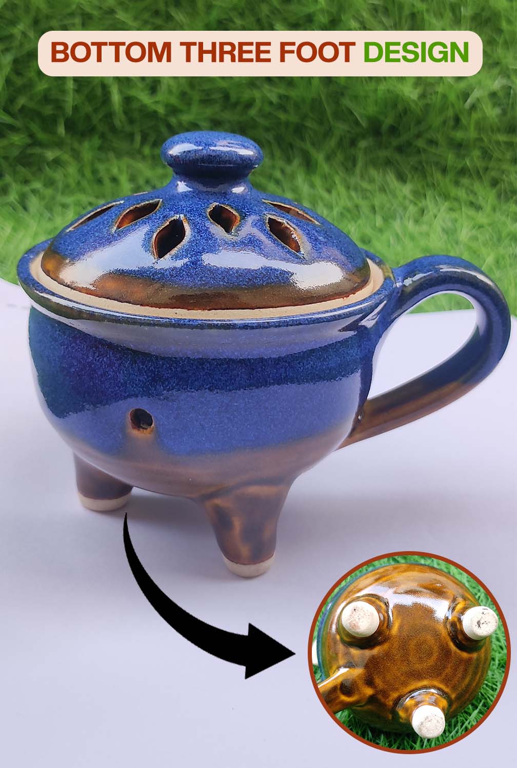 Ceramic Three-legged Incense Burner Sandalwood Agarwood Household