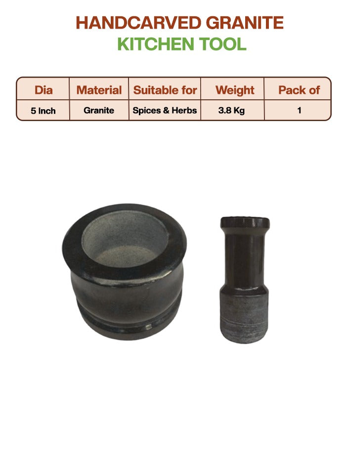 Mortar and pestle showing the detailed view of product specification.