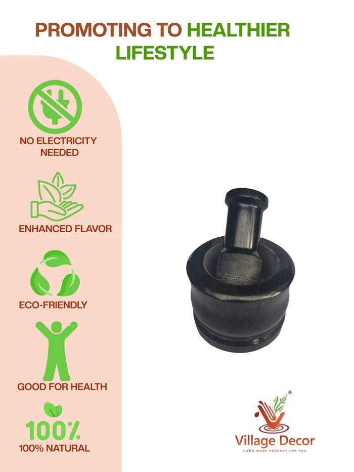 Mortar and pestle promoting a healthier lifestyle through traditional grinding and natural cooking methods