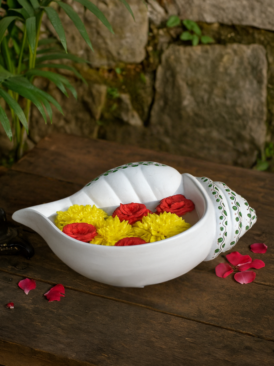 Terracotta Decorative Sangu Urli, Showpiece Vastu Benefit | Decorative Bowl for Home (Breadth-13 Inch)