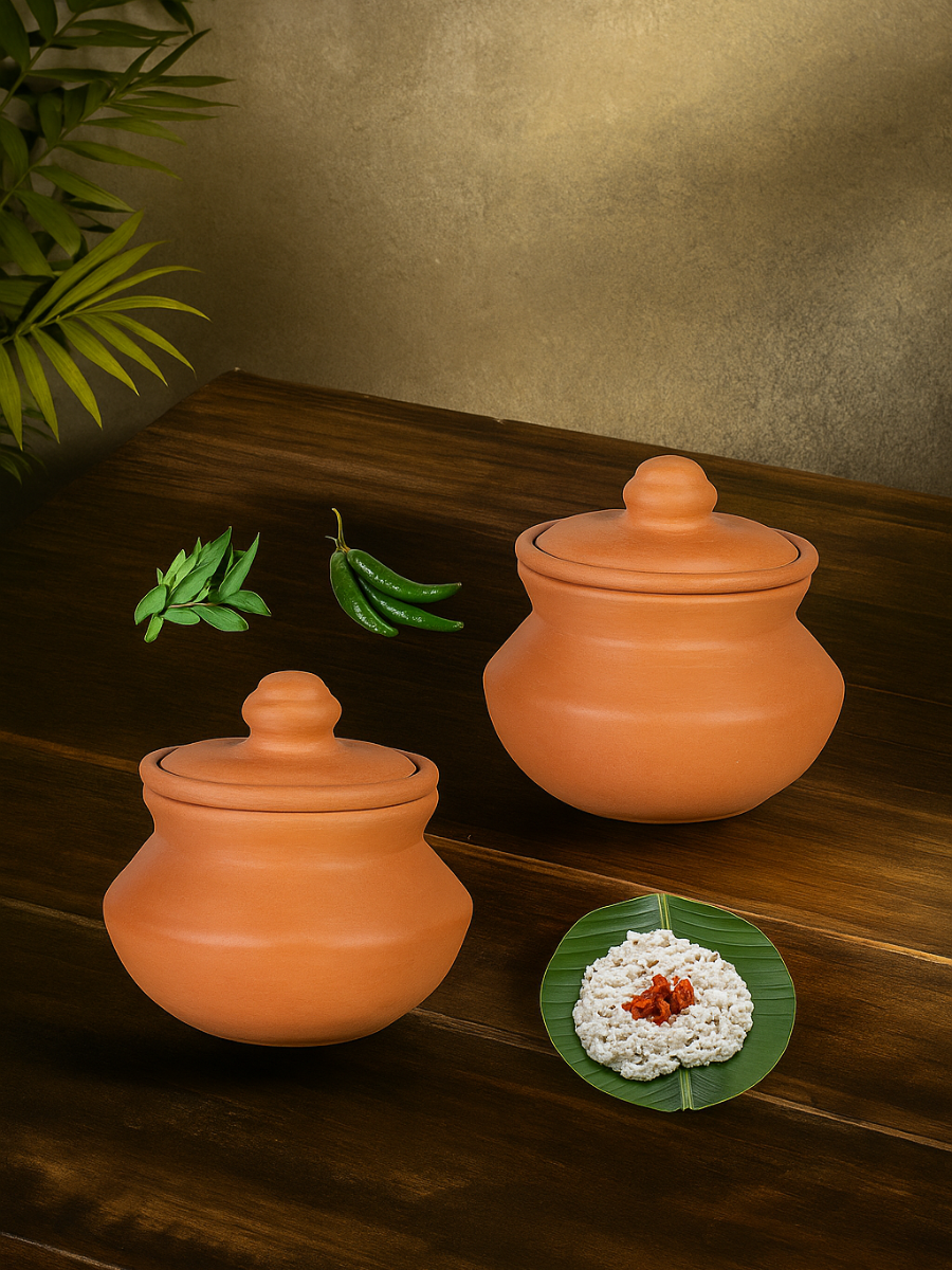 Terracotta clay Curd Pot with lid | 100% Natural and Chemical Free Dahi Pot Set of 2 - (350 ml)
