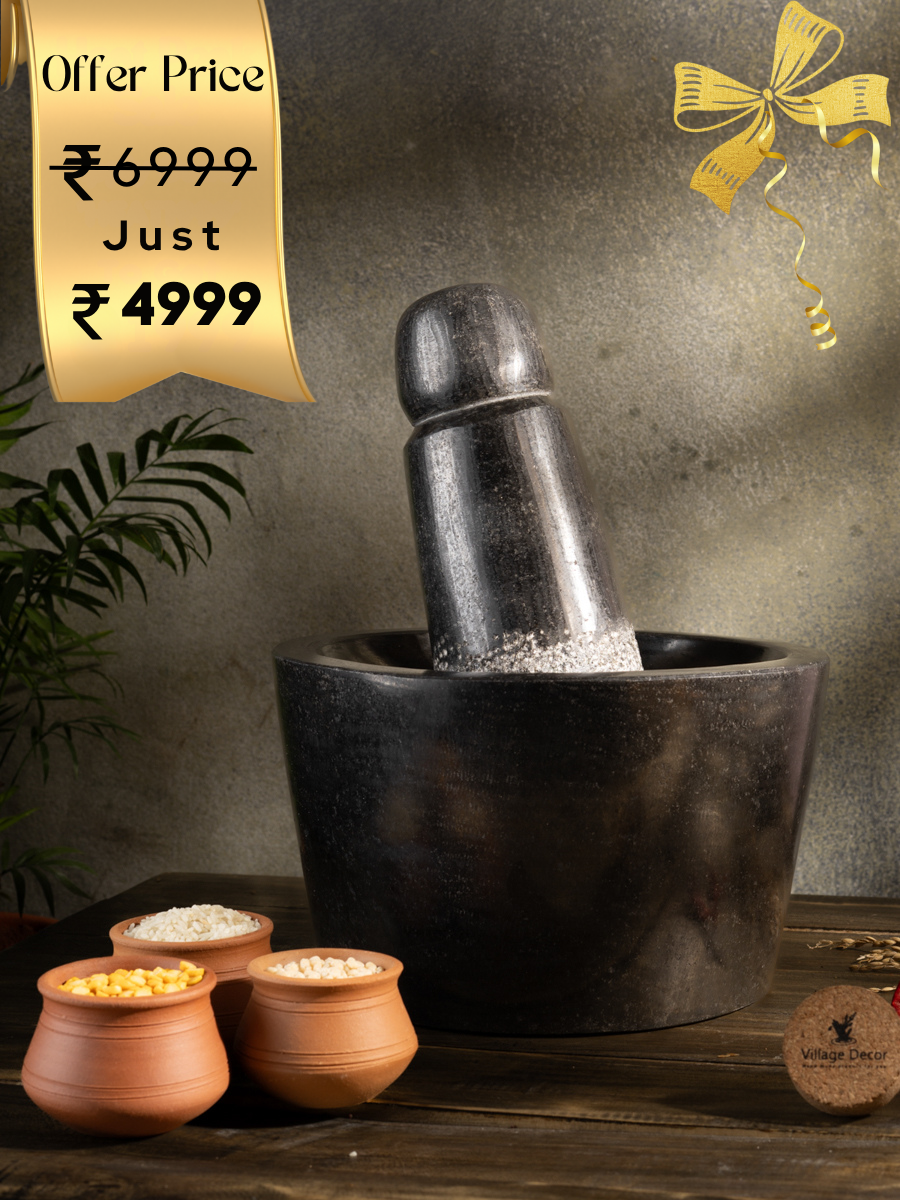 Buy Traditional Mortar & Pestle (Rubbu Rolu|Attu Kallu) Online at Best ...