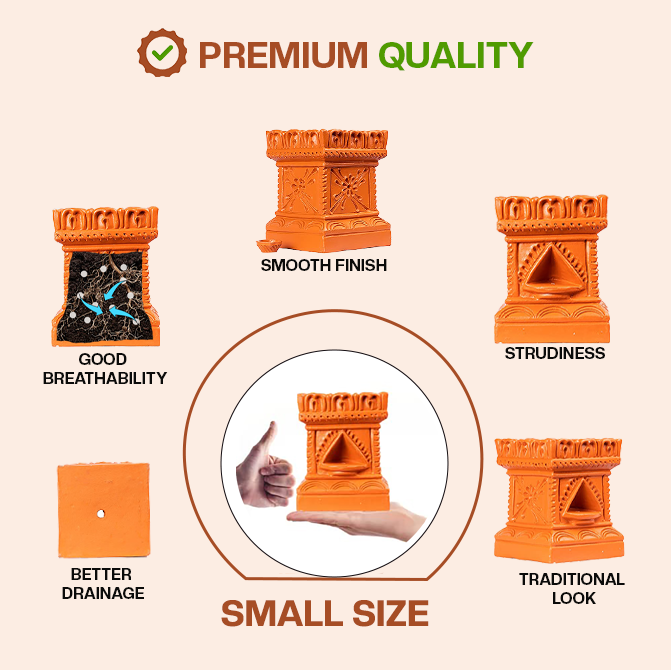 Terracotta  tulasi pot (brownB* H - 6.5 inch *8.5 inch)