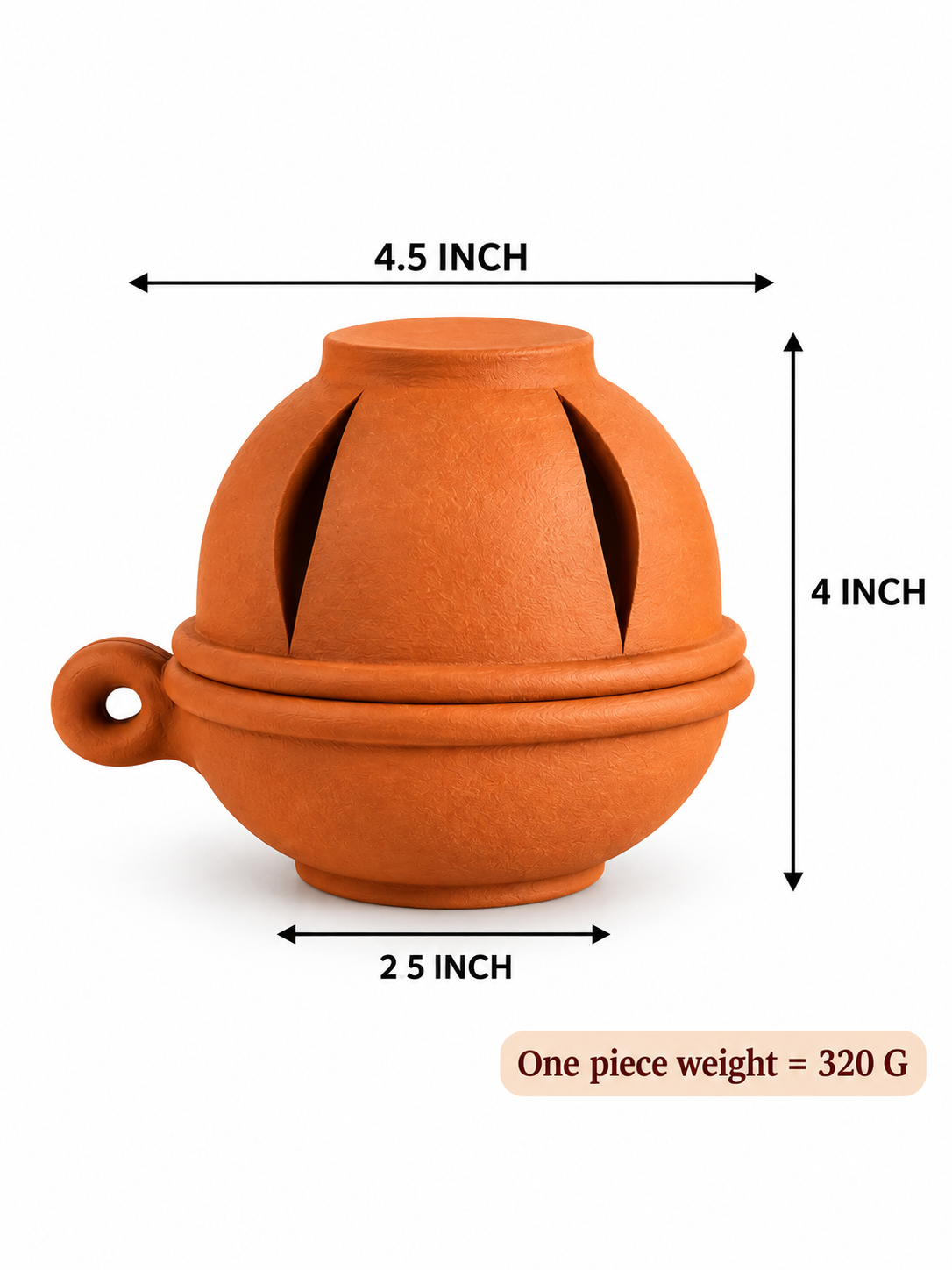 Traditional Handmade Terracotta Diyas with Lid for Home Decoration & Puja (2 Quantity)