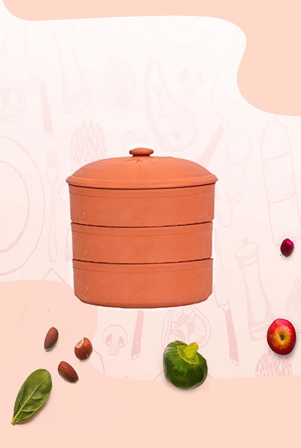 Terracotta Sprout Maker Box (3 container with lid)