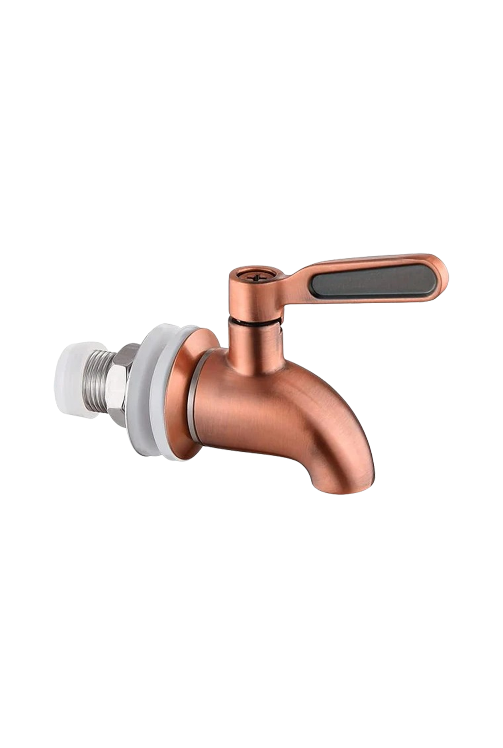 Stainless steel water dispenser tap with green nozzle, shown on a clean white background.
