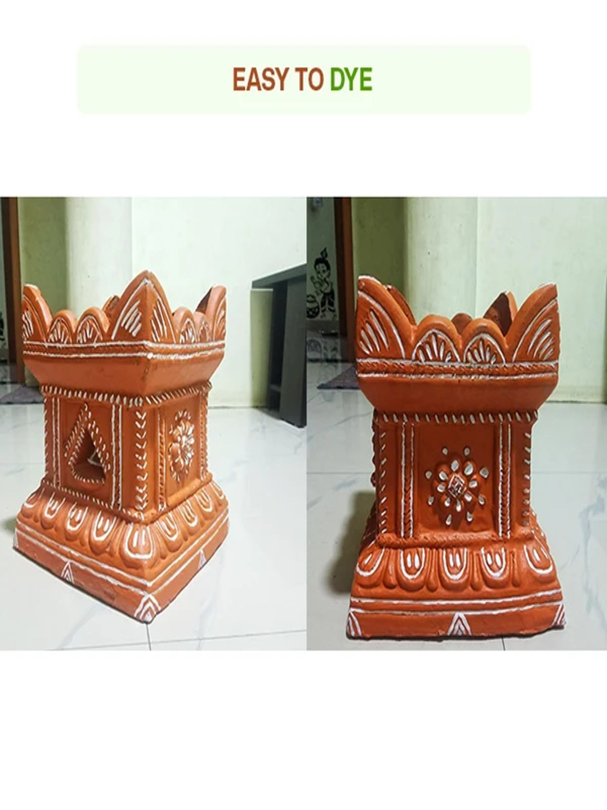 Terracotta Gardening Brindavan Tulsi Pot with Drainage Hole at Bottom | Tulsi Vrindavan for Balcony, Porch, Garden, Roof Planter (B*H- 10*12 inch)