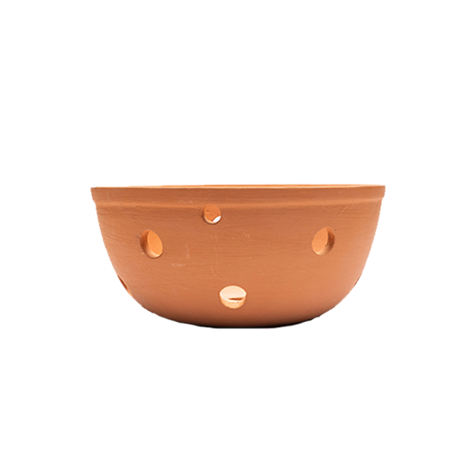 Terracotta Bowl Shape Hanging Orchid  planter pot with side drainage holes, ideal for indoor herbs, small houseplants, or balcony decor.
