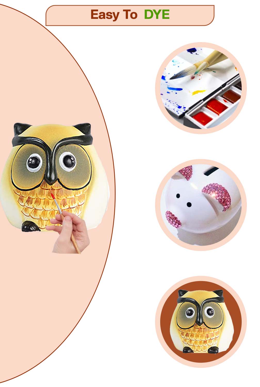 Terracotta Clay coin bank being painted with colors, showing how children can easily decorate and customize their own money bank for a fun saving activity.