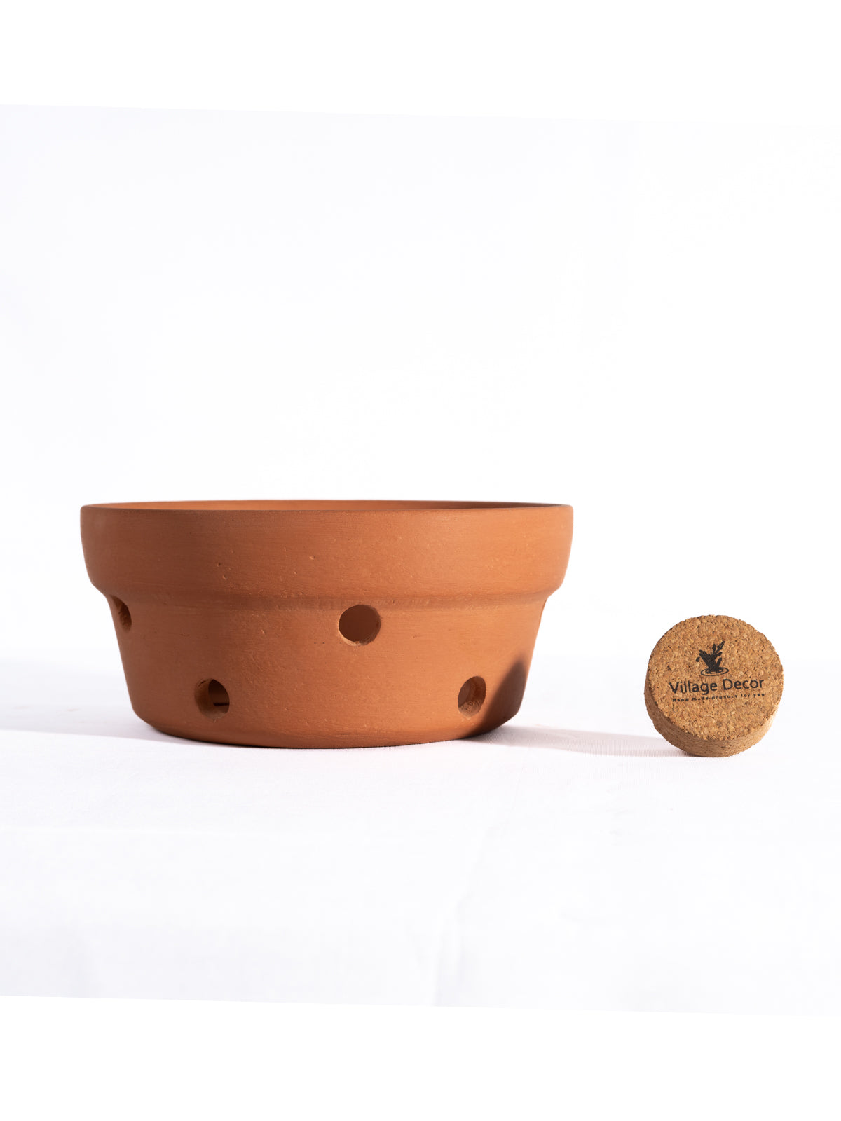 Terracotta Orchid  planter pot with side drainage holes, ideal for indoor herbs, small houseplants, or balcony decor.
