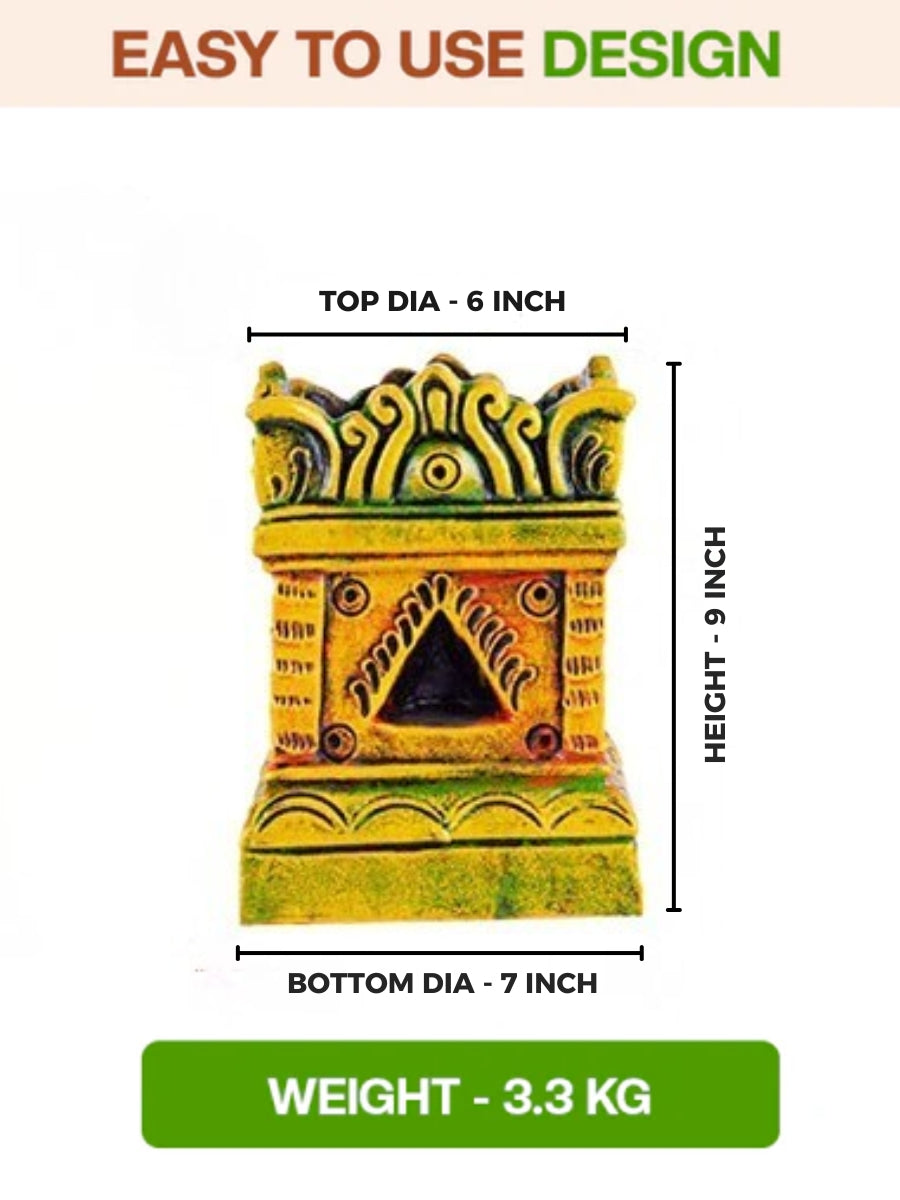Terracotta Tulsi Pot with visual size comparison and simple design reference. Ideal for understanding the overall shape and structure.

