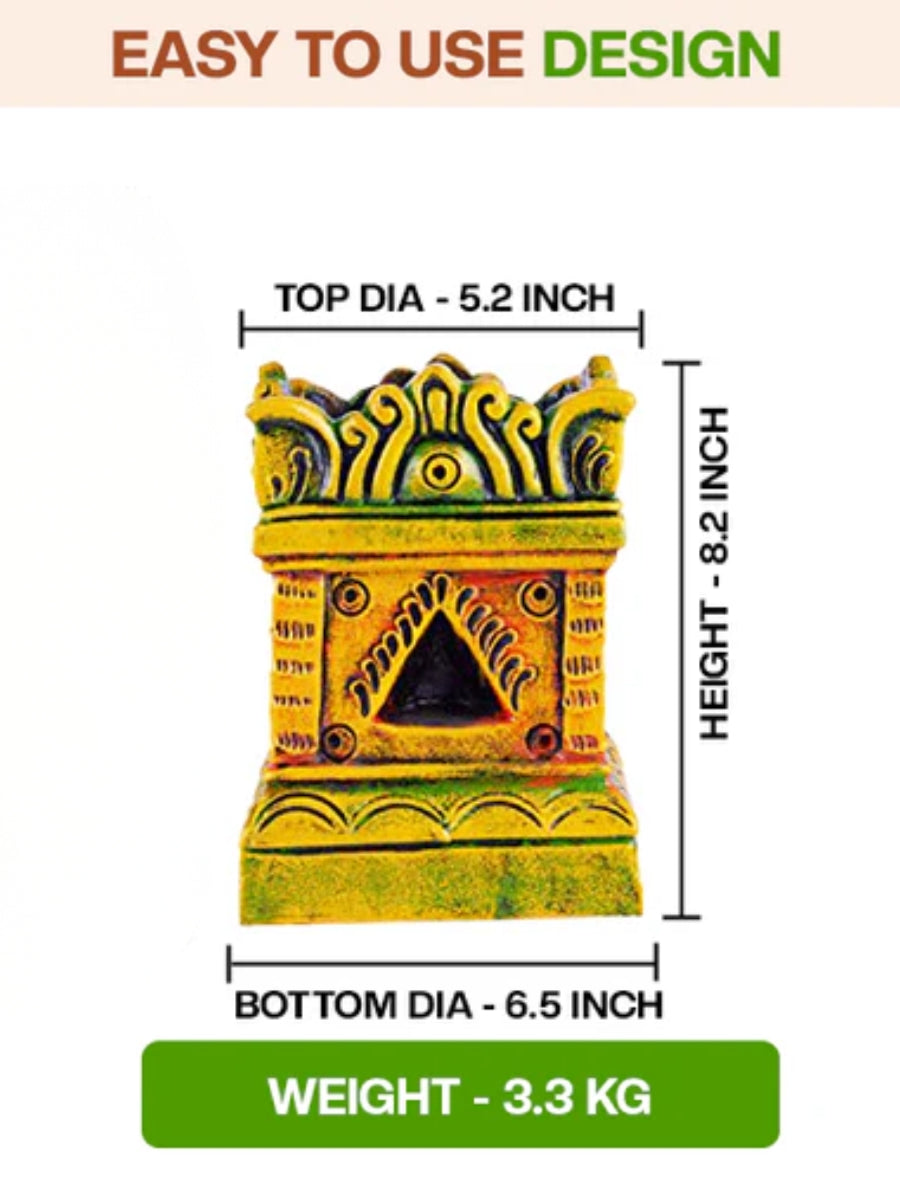 Terracotta Tulsi Pot with visual size comparison and simple design reference. Ideal for understanding the overall shape and structure.
