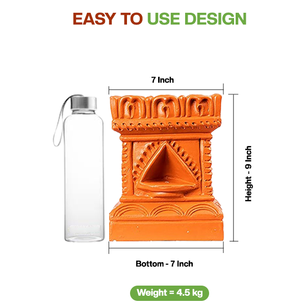 Terracotta Tulsi Pot with visual size comparison and simple design reference. Ideal for understanding the overall shape and structure.
