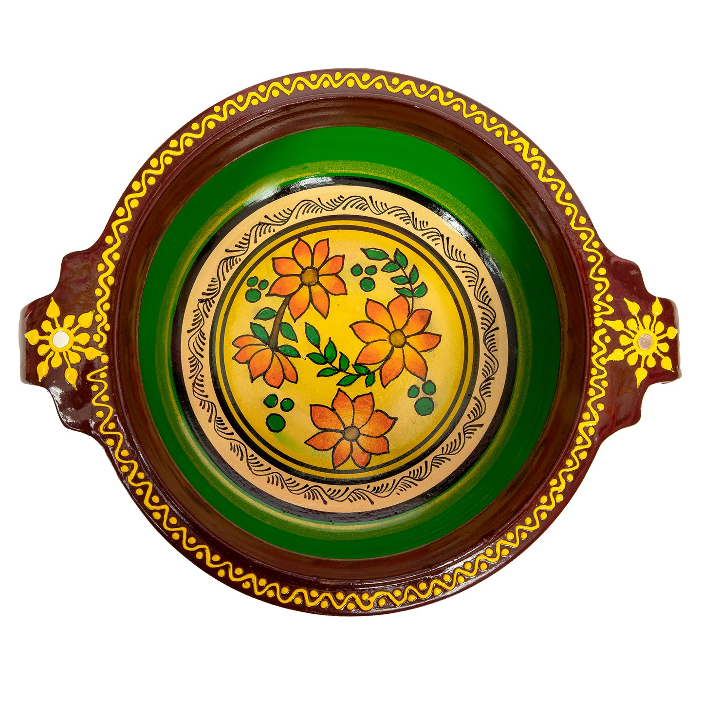 Hand Painted  Terracotta urli/Decorative Bowl (Green)